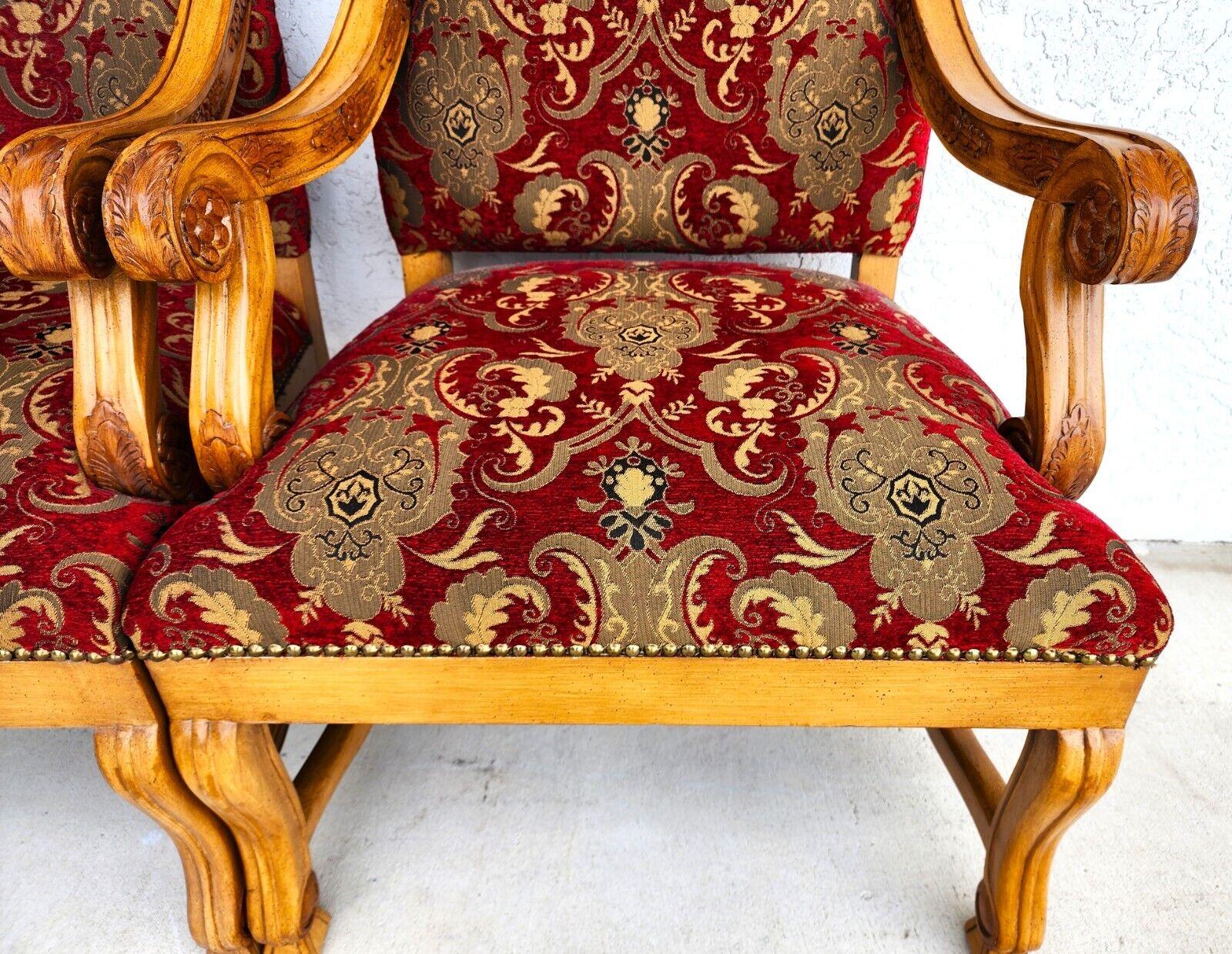Velvet Vintage Accent Armchairs Italian Venetian Style by Andre Originals For Sale