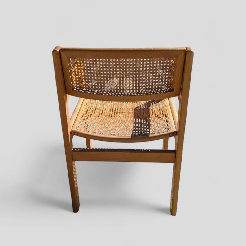 Mid-Century Modern Vintage Accent Chair, Solid Wood, Birch, Cane, Office, Living Room, Bedroom For Sale