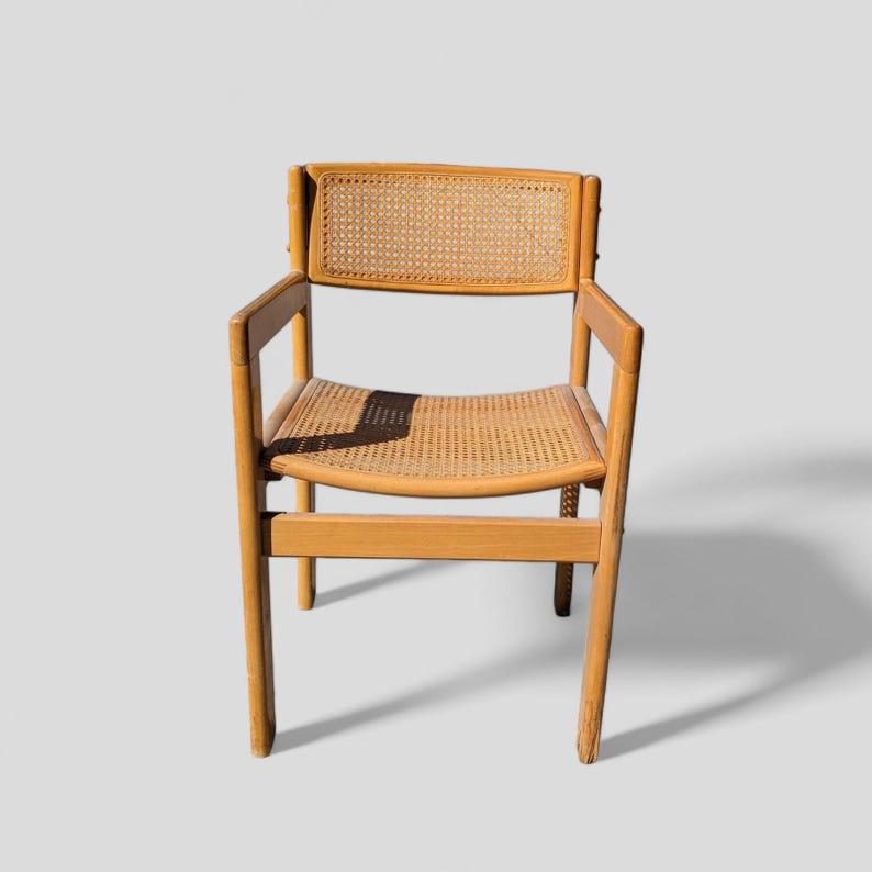 Vintage Accent Chair, Solid Wood, Birch, Cane, Office, Living Room, Bedroom For Sale 1