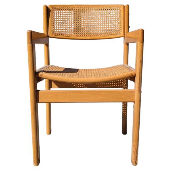 Vintage Accent Chair, Solid Wood, Birch, Cane, Office, Living Room, Bedroom For Sale