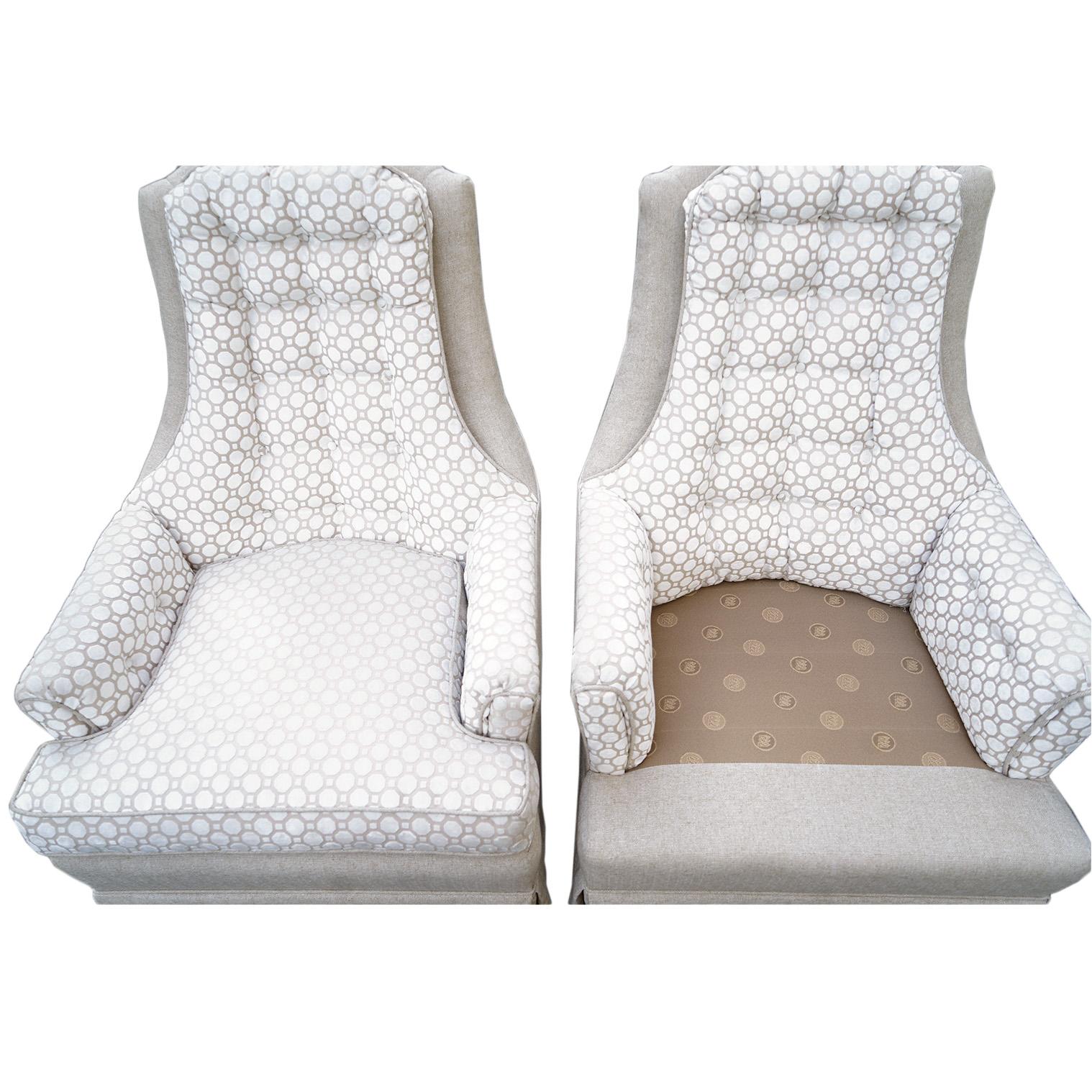 Fabric Vintage Accent Chairs, Pair For Sale
