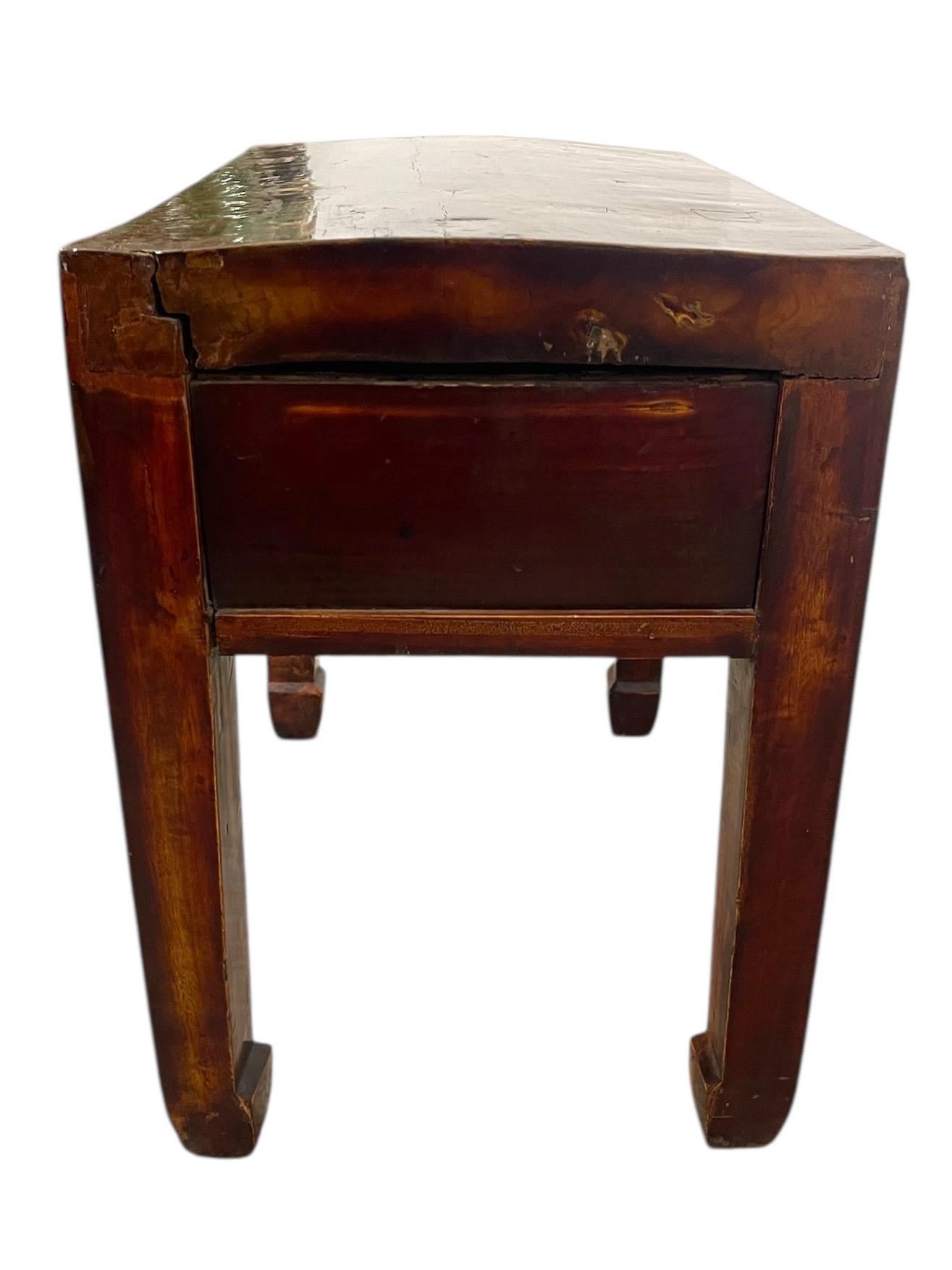 Vintage Accent Table in Style of Chinese Distressed Elm Wood Table For Sale 2