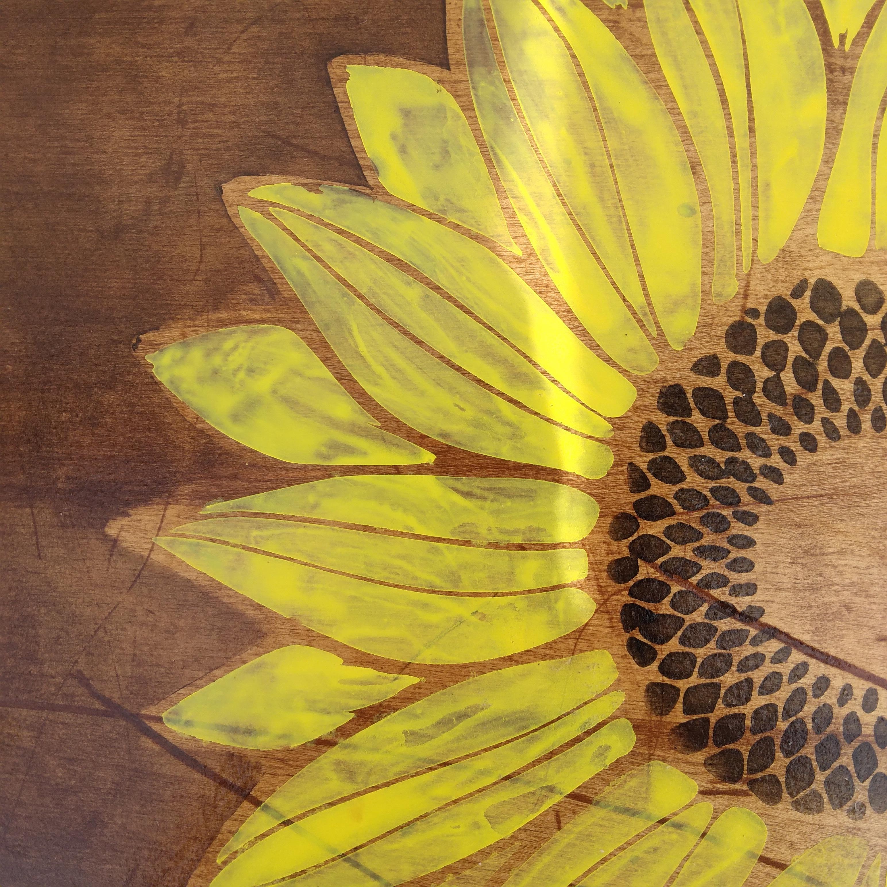 Vintage Akzent Tisch Pflanze Stand mit Sonnenblume (Arts and Crafts) im Angebot