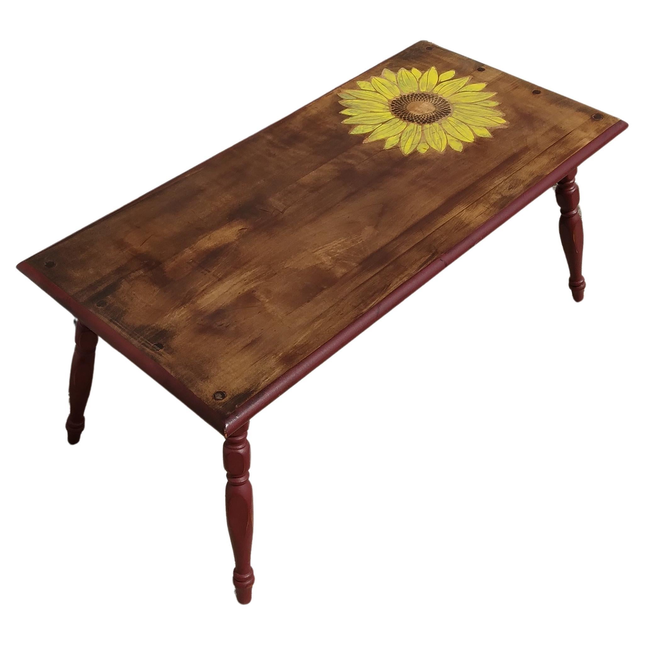 Vintage Accent Table Plant Stand with Sunflower For Sale