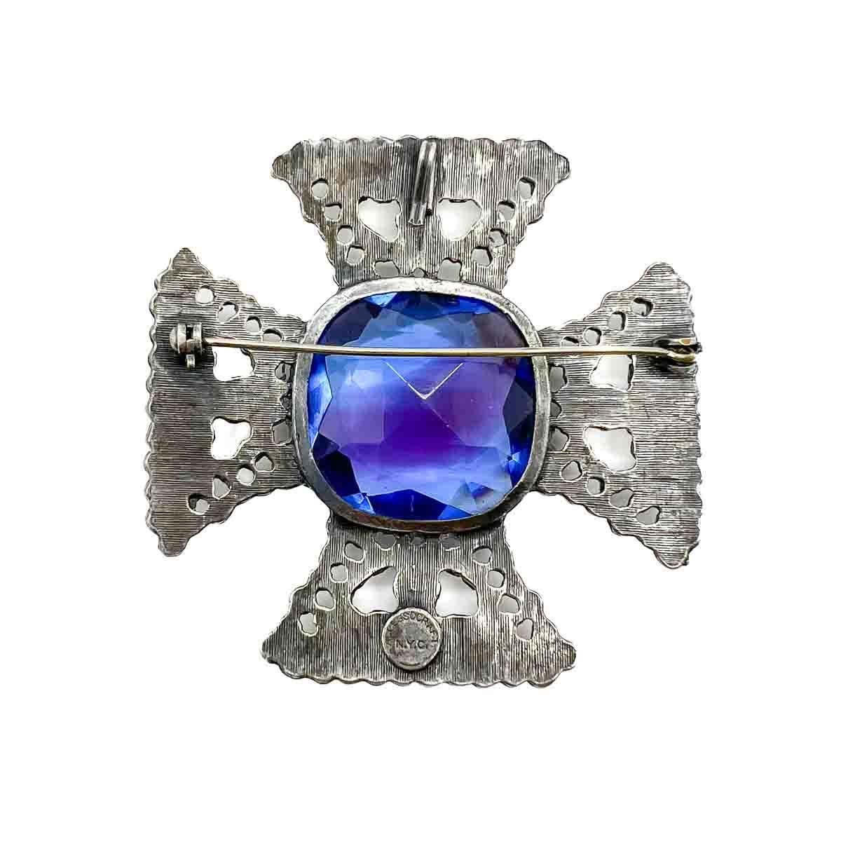  Accessocraft NYC Broche Cruciform Crystal des années 1980 Pour femmes 