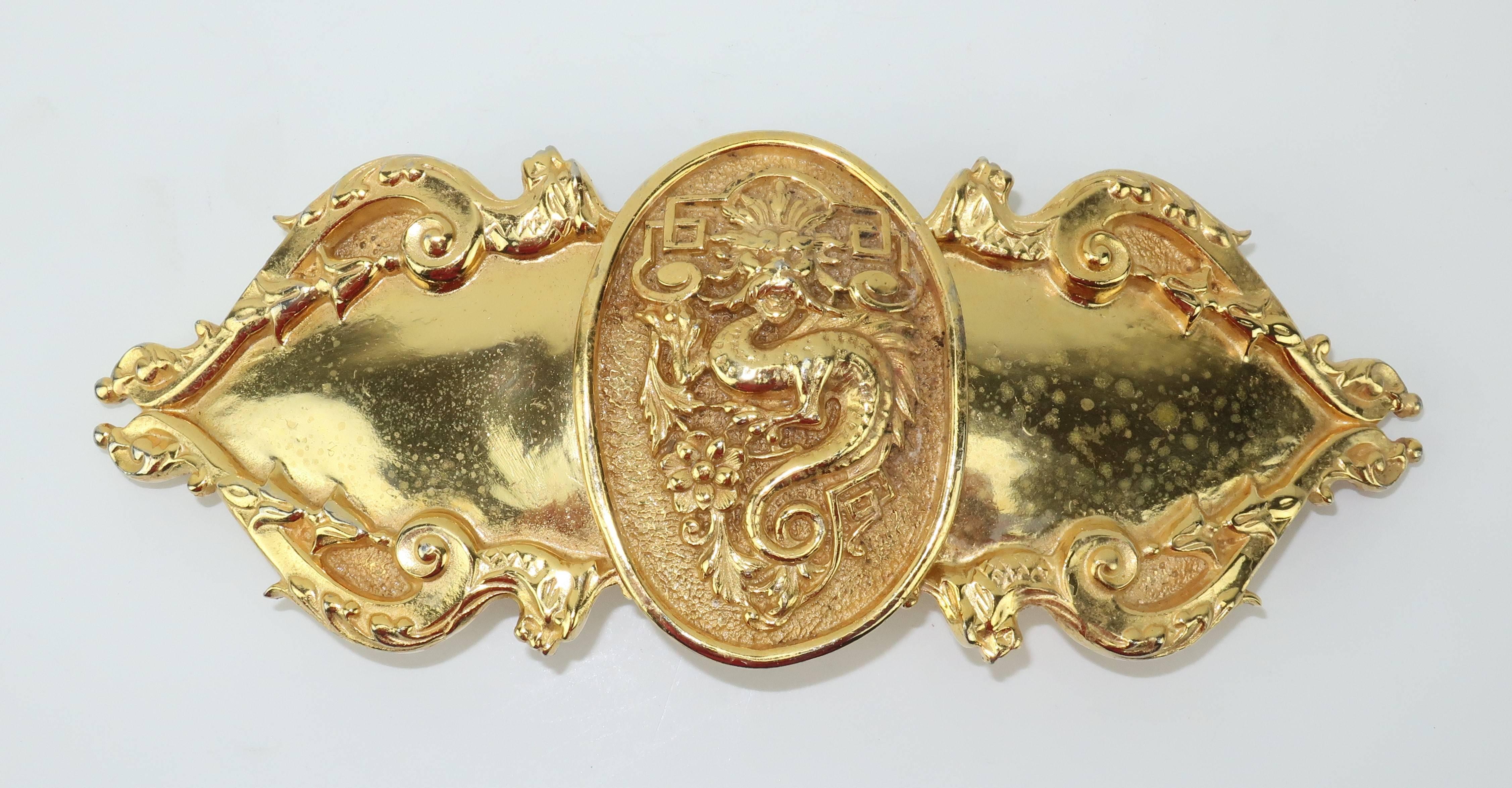 Brown Vintage Accessocraft NYC Ornate Dragon Belt