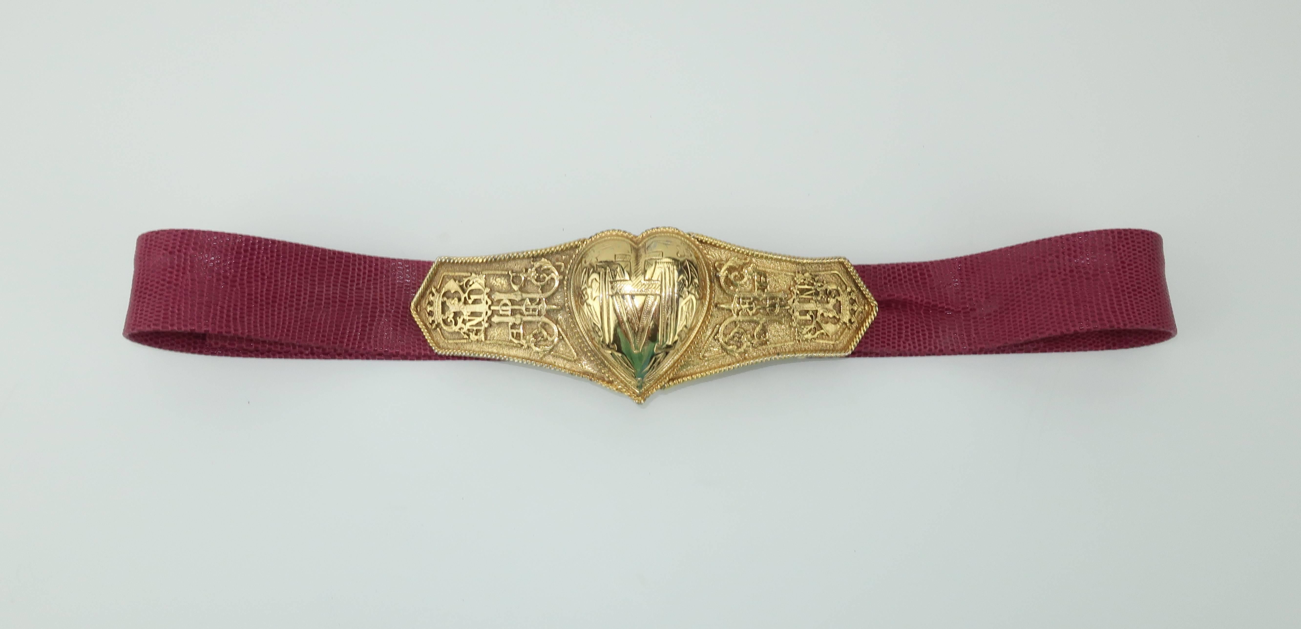 Vintage Accessocraft NYC Ornate Heart Buckle & Belt In Good Condition In Atlanta, GA