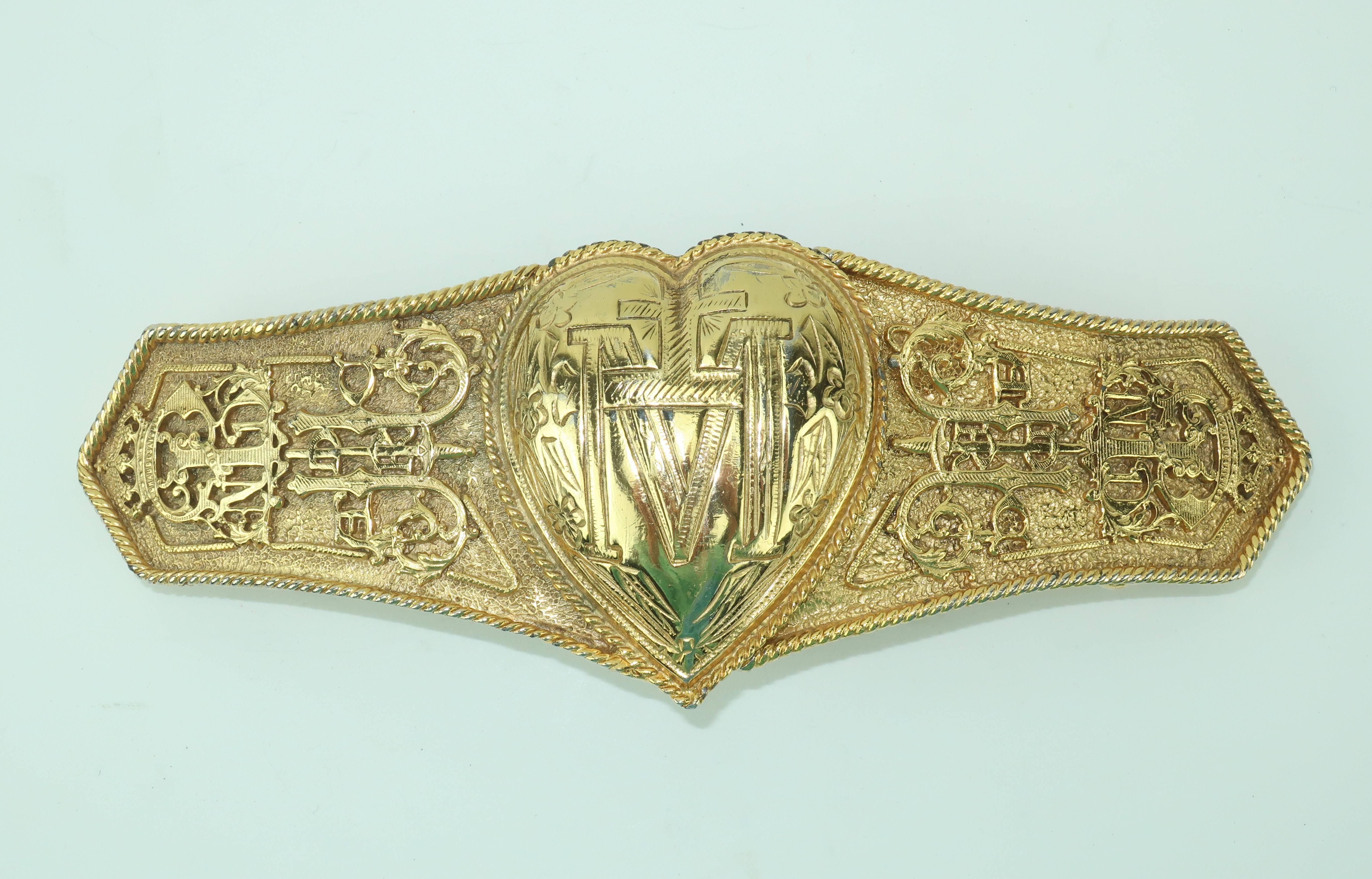 Women's Vintage Accessocraft NYC Ornate Heart Buckle & Belt
