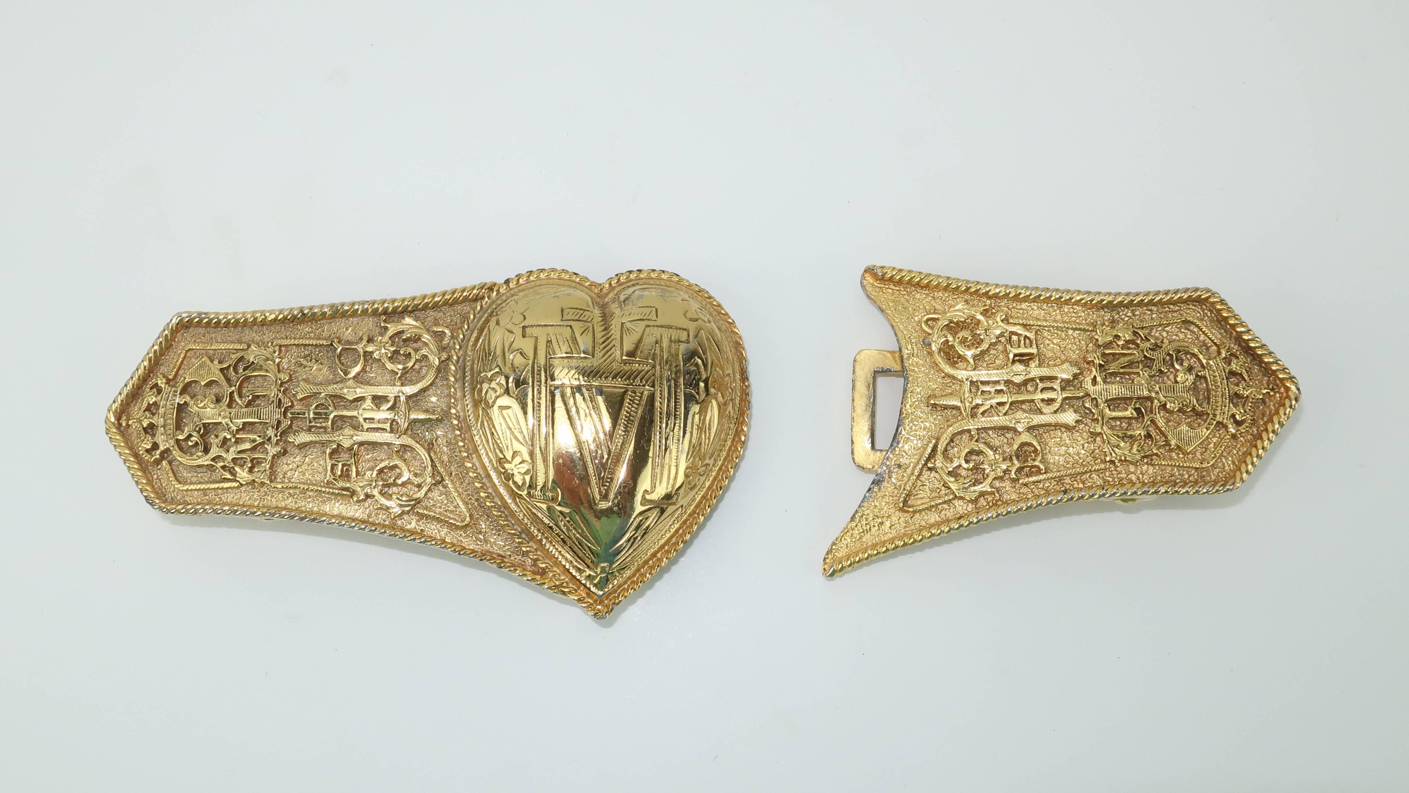 Vintage Accessocraft NYC Ornate Heart Buckle & Belt 1
