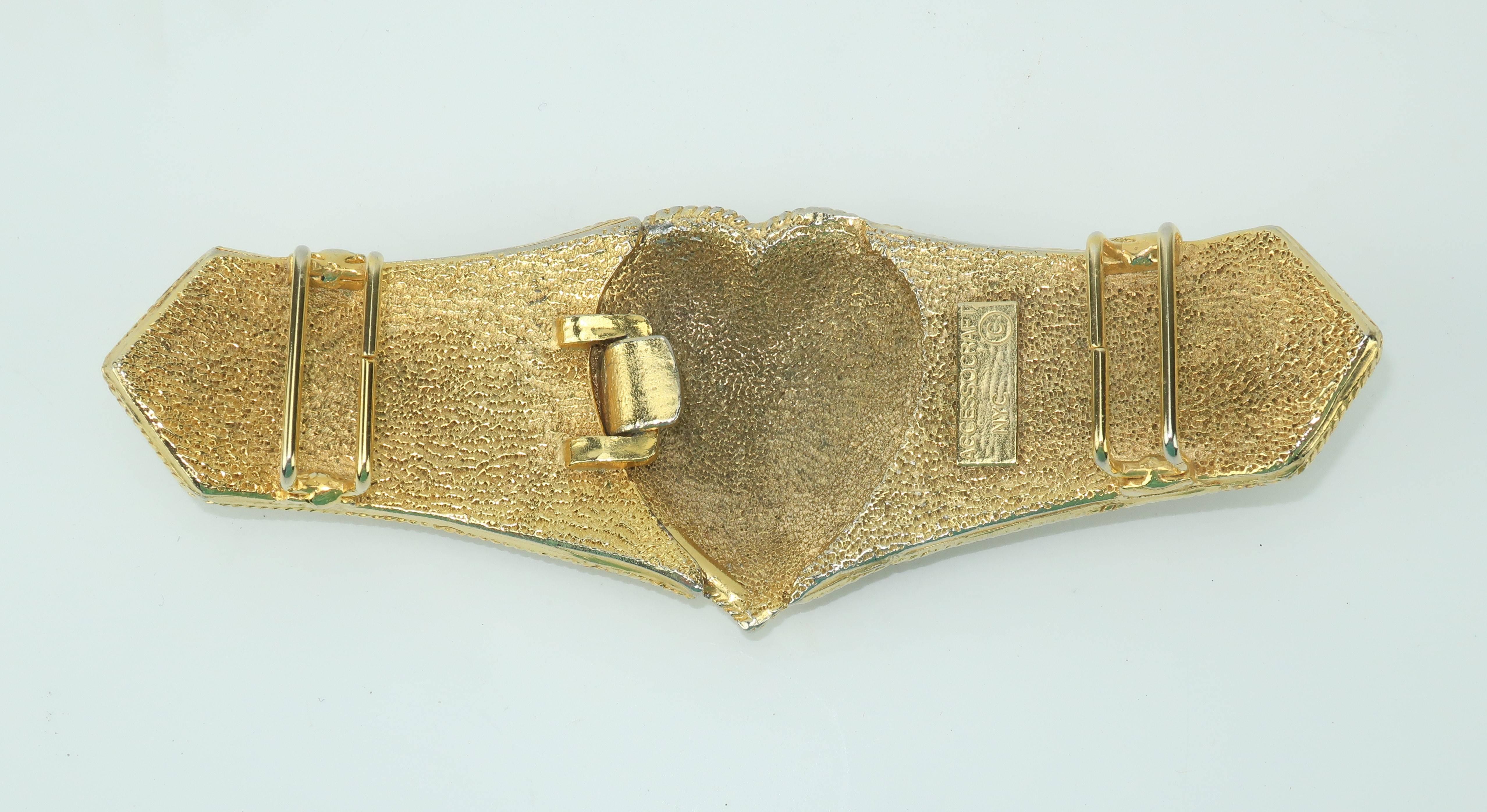 Vintage Accessocraft NYC Ornate Heart Buckle & Belt 2