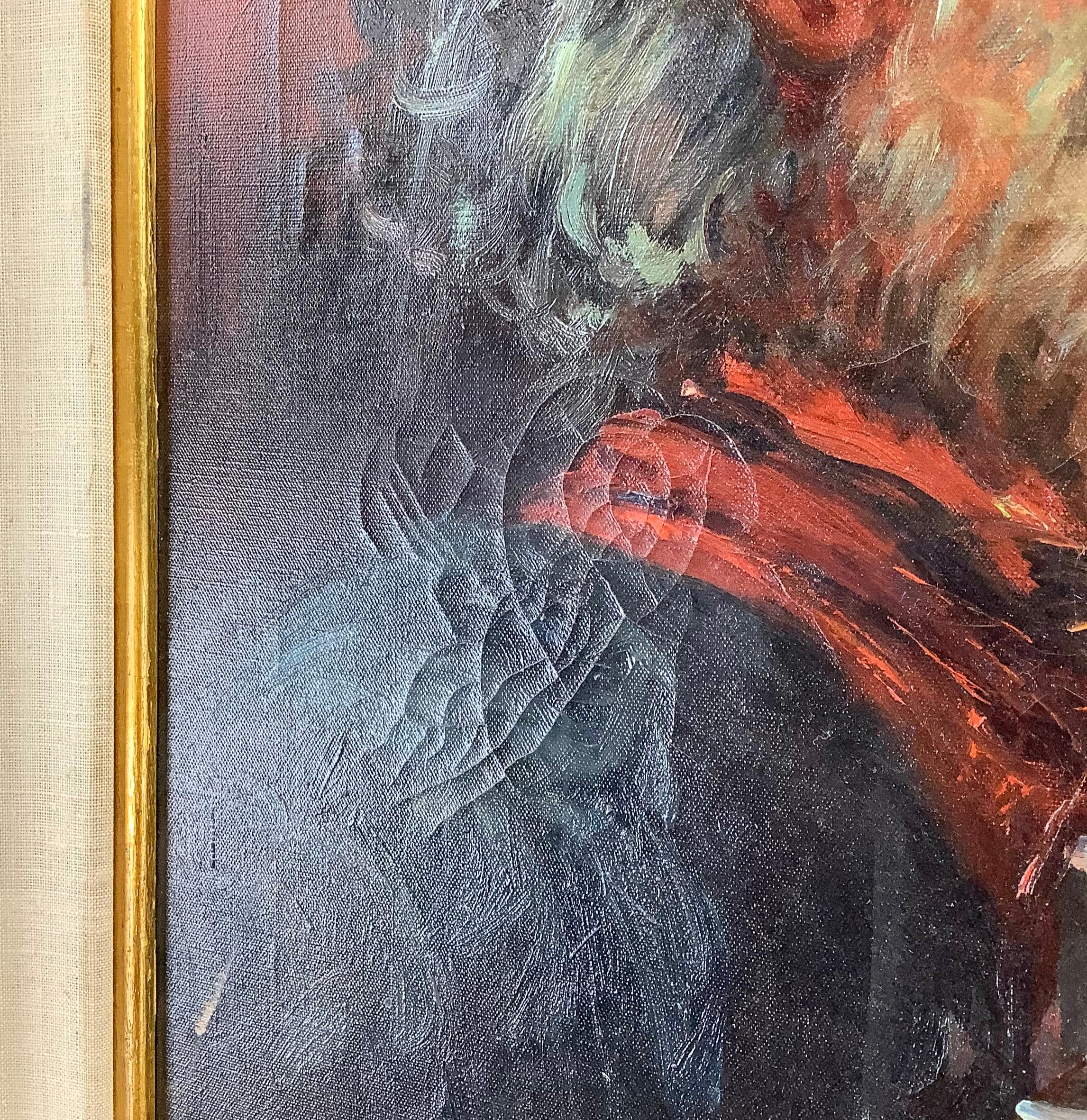 Impressionistisches Gemälde „Accordion Player“ von G. Madonini, Öl auf Leinwand im Angebot 4
