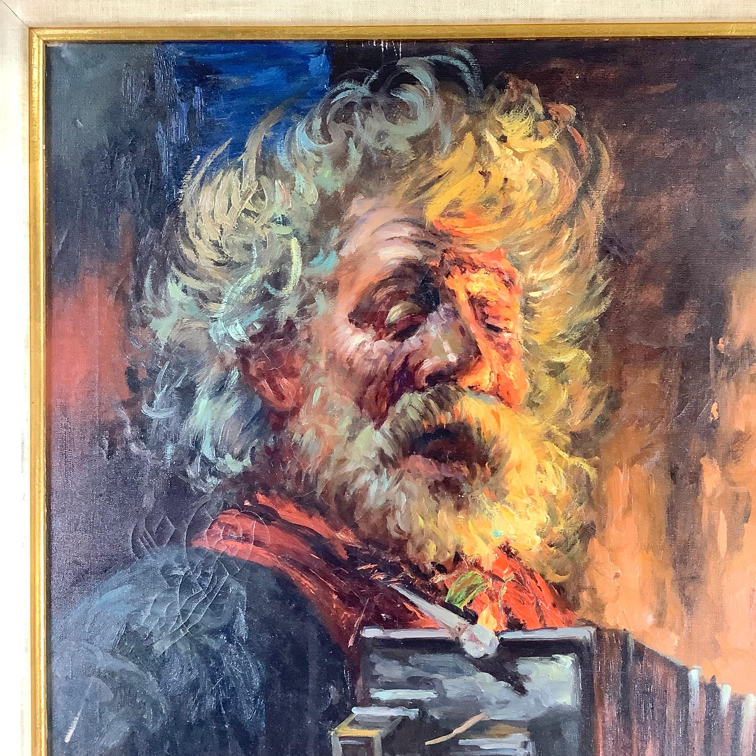 Impressionistisches Gemälde „Accordion Player“ von G. Madonini, Öl auf Leinwand (Ende des 20. Jahrhunderts) im Angebot