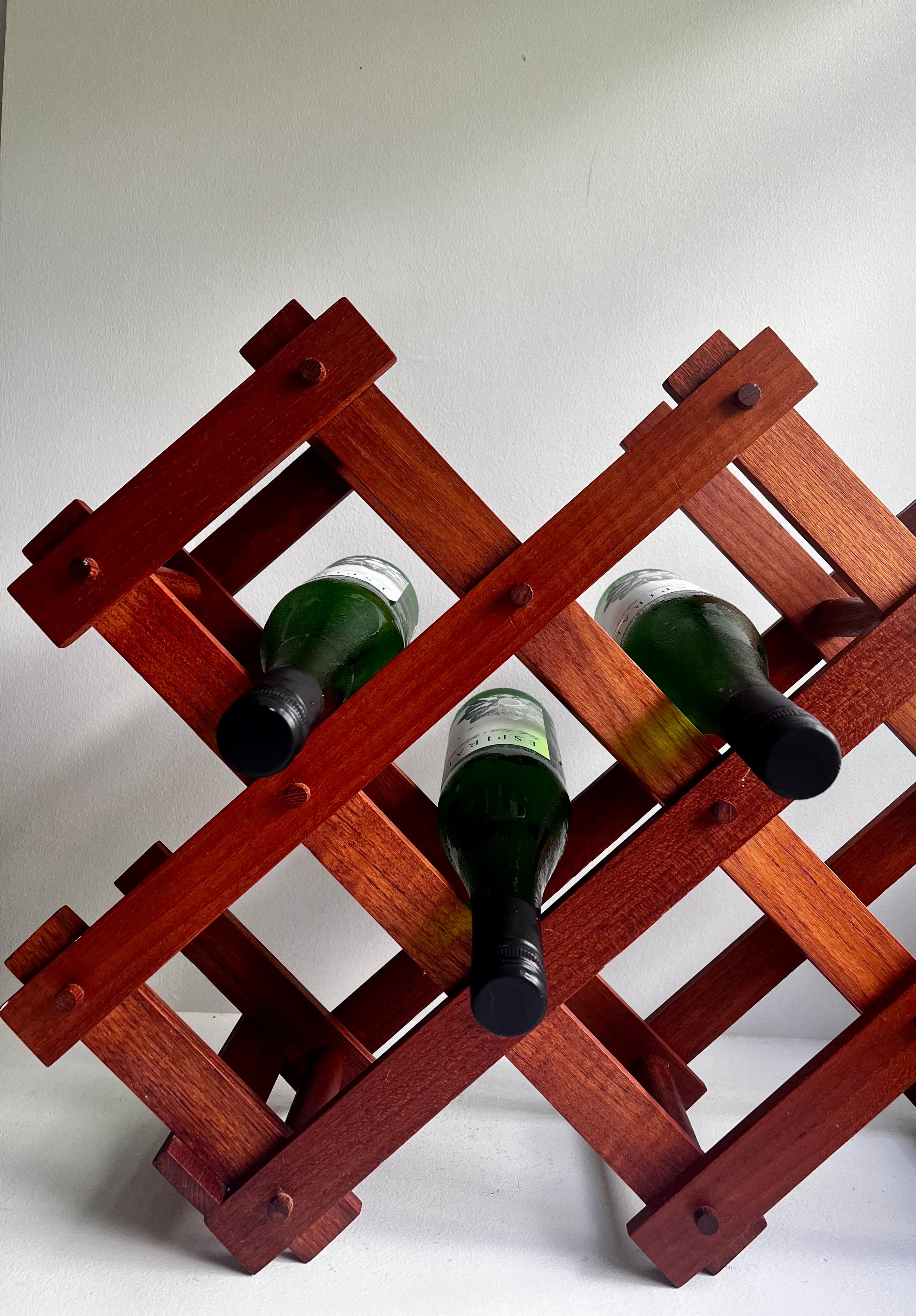 Vintage Akkordeon Weinregal aus Teakholz, 1970er Jahre im Angebot 9