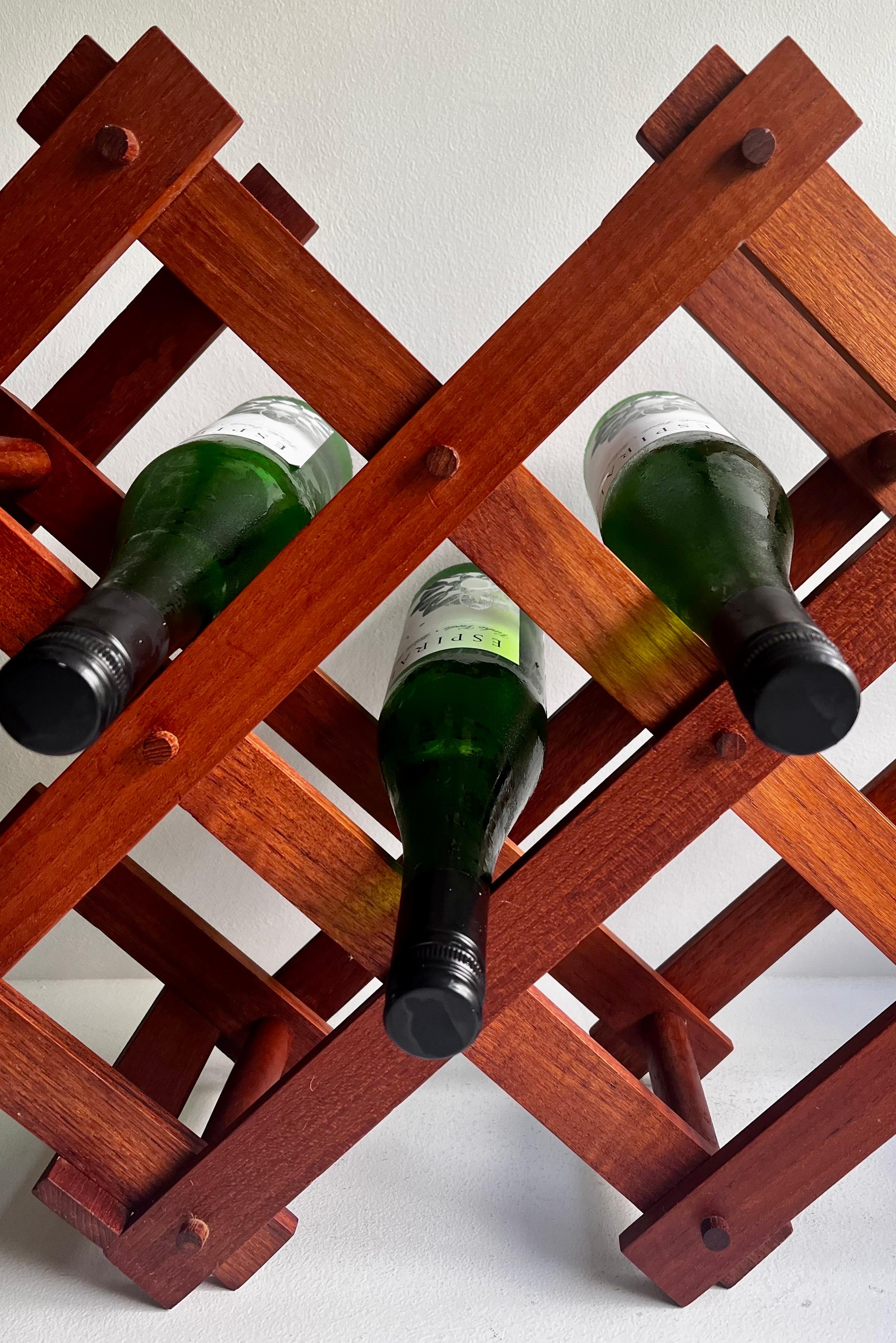 Vintage Akkordeon Weinregal aus Teakholz, 1970er Jahre im Angebot 10
