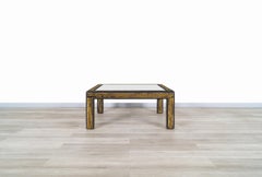 Vintage Acid Etched Brass Coffee Table by Bernard Rohne for Mastercraft