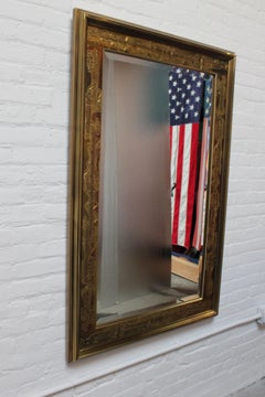 Vintage Acid-Etched Brass Wall Mirror by Bernhard Rohne for Mastercraft