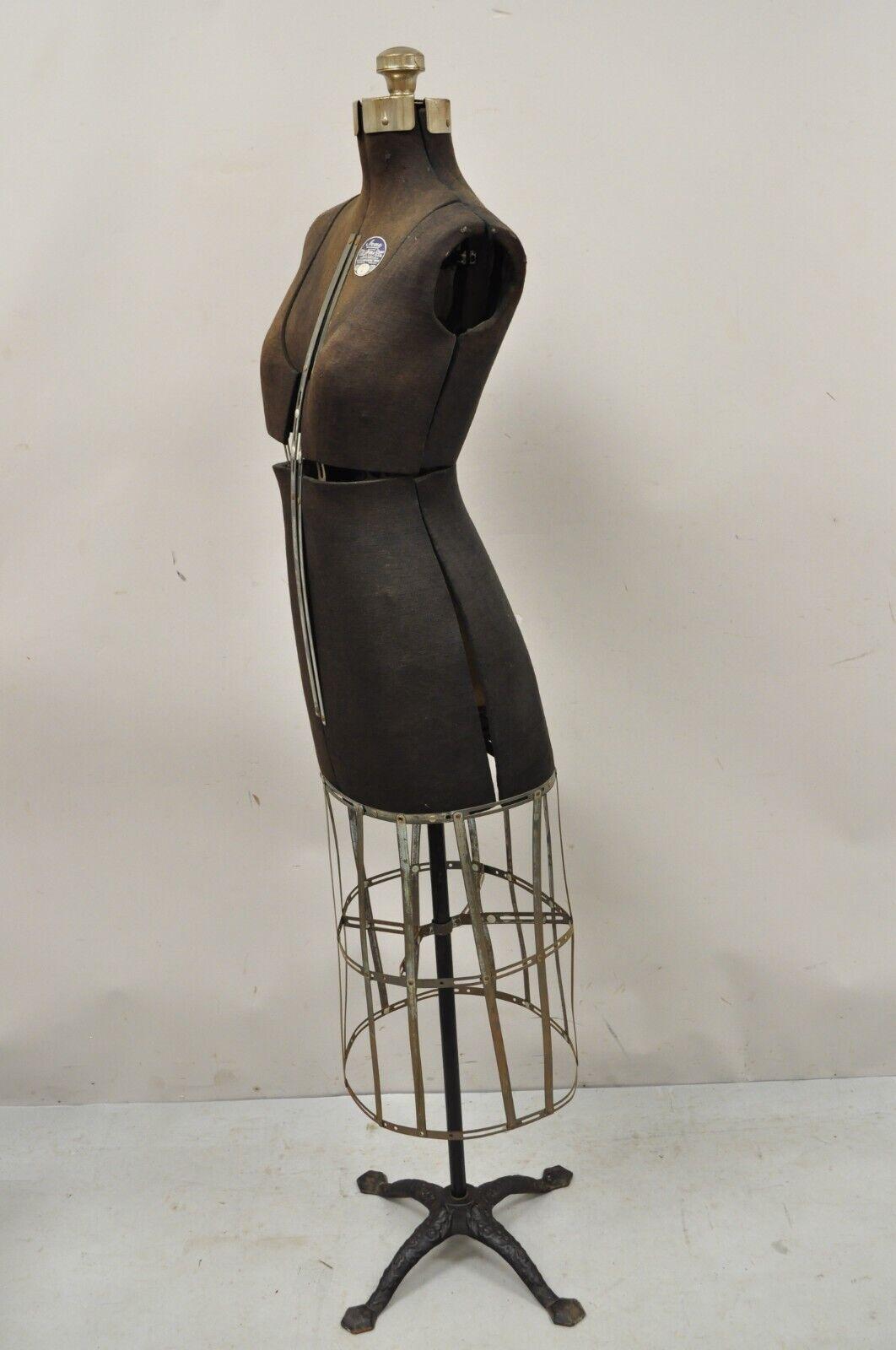 Vintage acme adjustable collapsible dress form mannequin size A. Circa mid 20th century. Measurements: 61