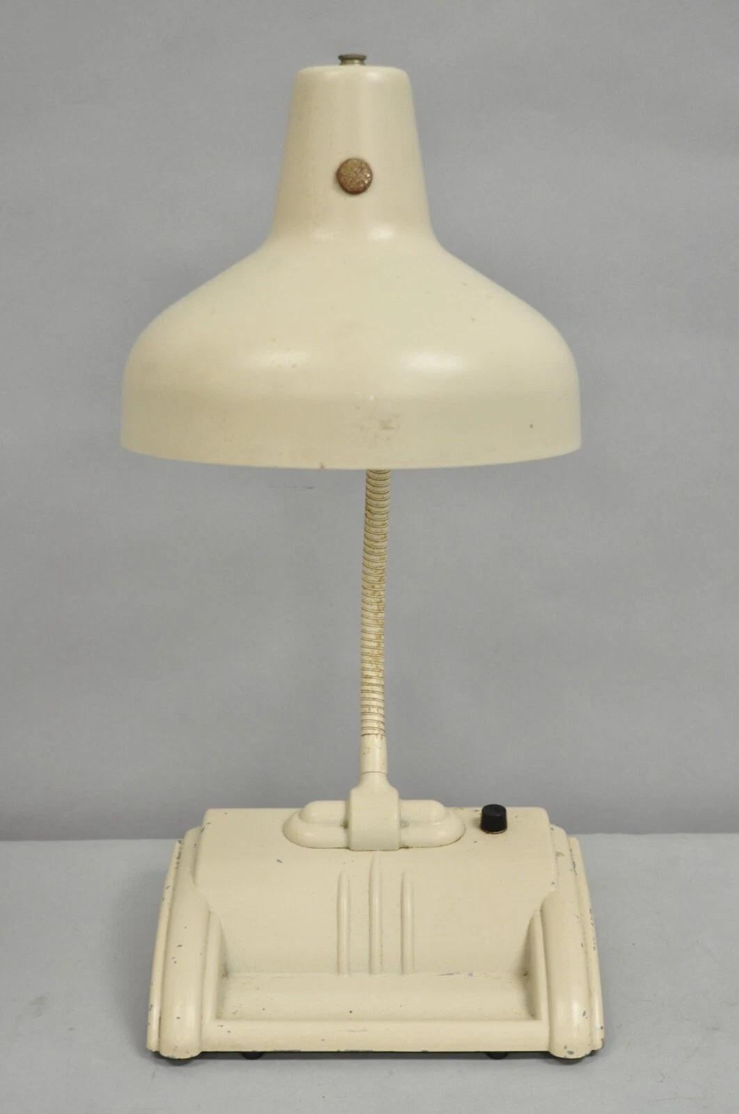 Vintage Acme Lite Beige Mid Century Modern Retro Einstellbare Schwanenhals-Schreibtischlampe im Angebot 5