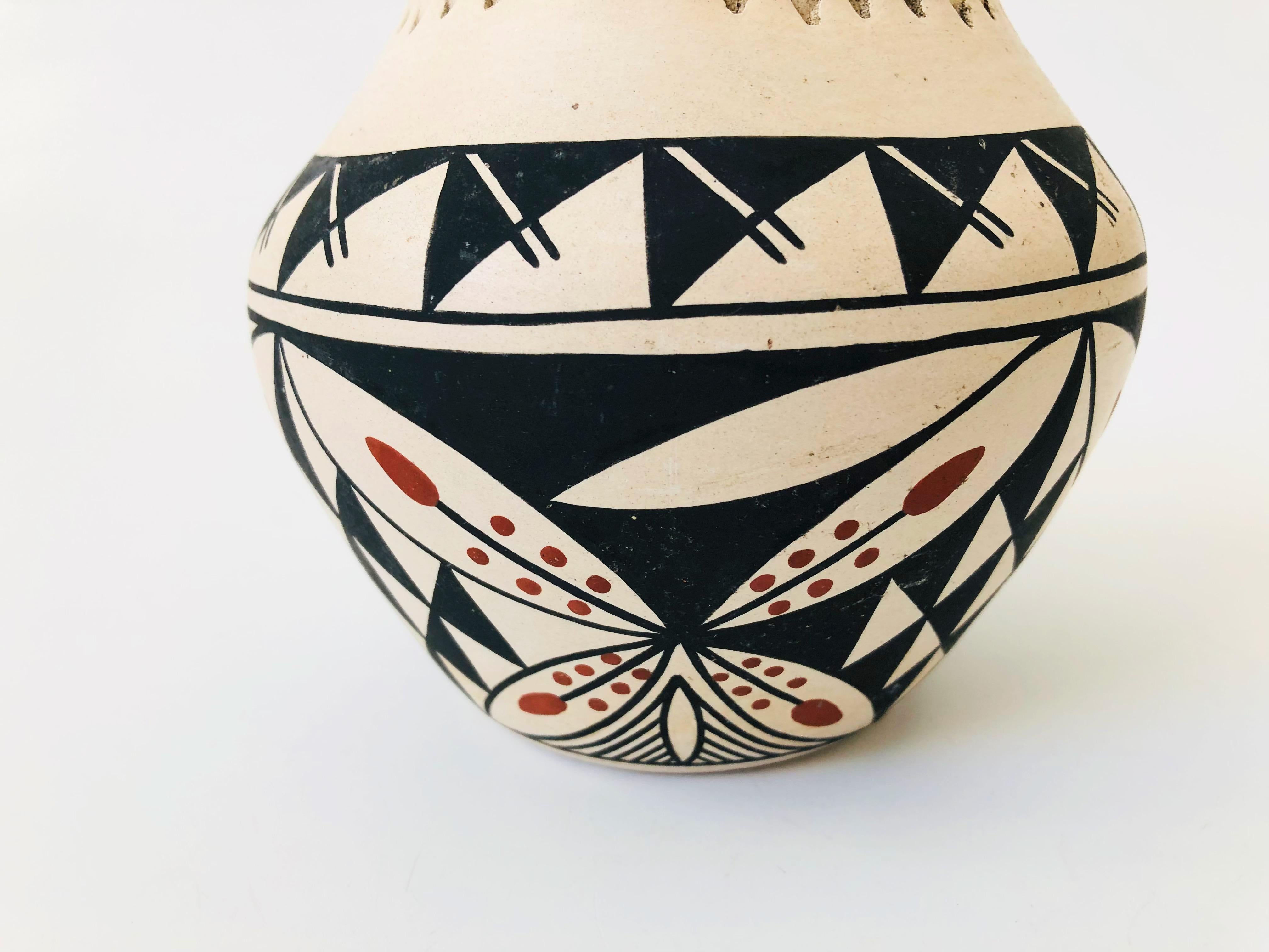 Vintage Acoma Pueblo Pottery Vase by R Juanico In Good Condition In Vallejo, CA