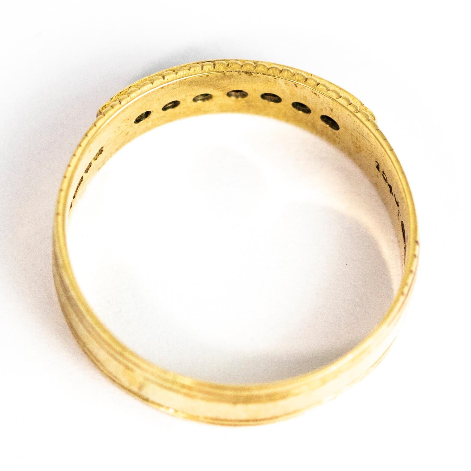 Modern Vintage Acrostic 'Dearest' Multistone 9 Carat Gold Band