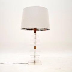 Vintage Acrylic and Brass Table Lamp