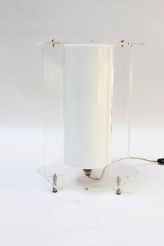 Vintage Acrylic and Cased Glass Hexagonal Table Lamp