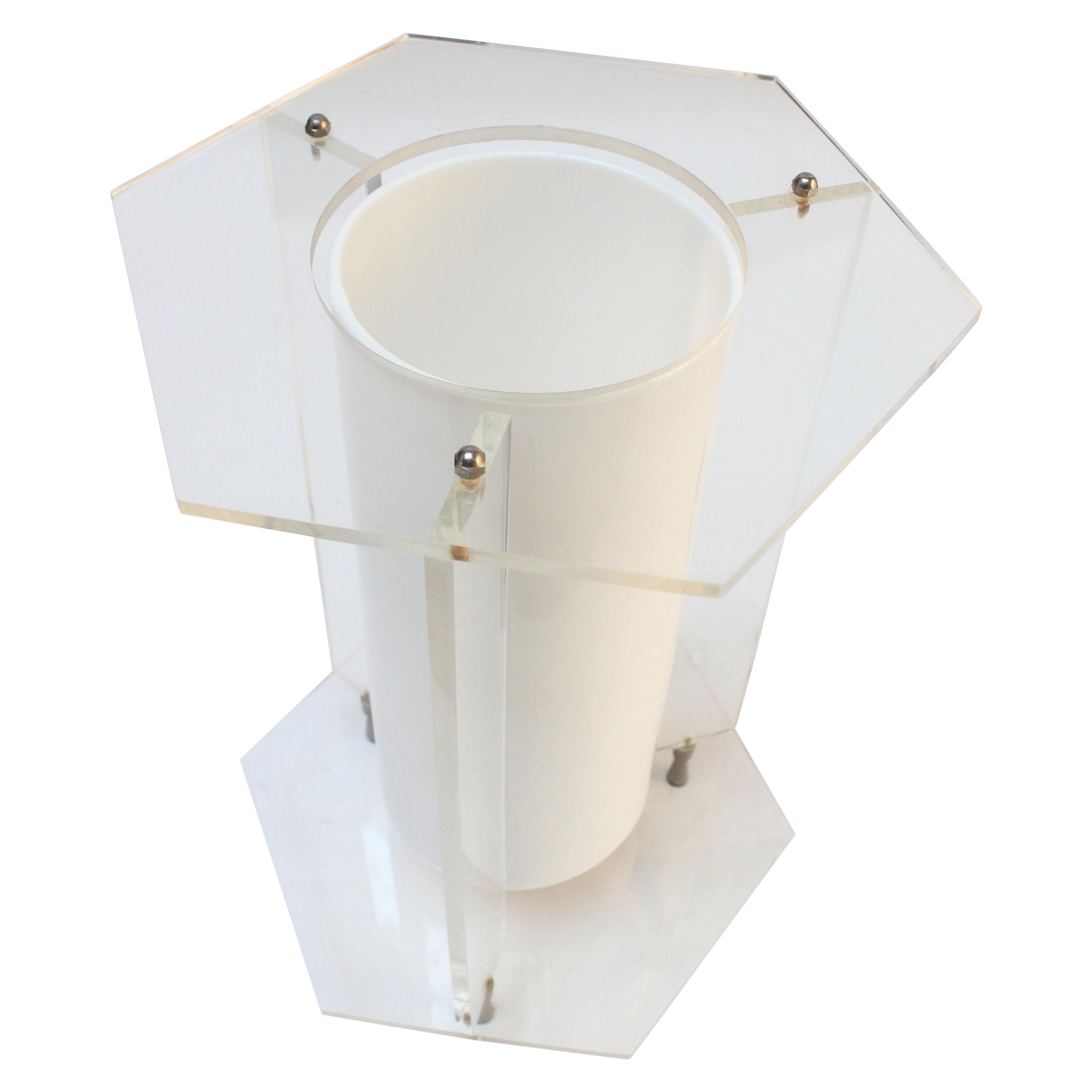 Sechseckige Tischlampe aus Acryl und Kastenglas
