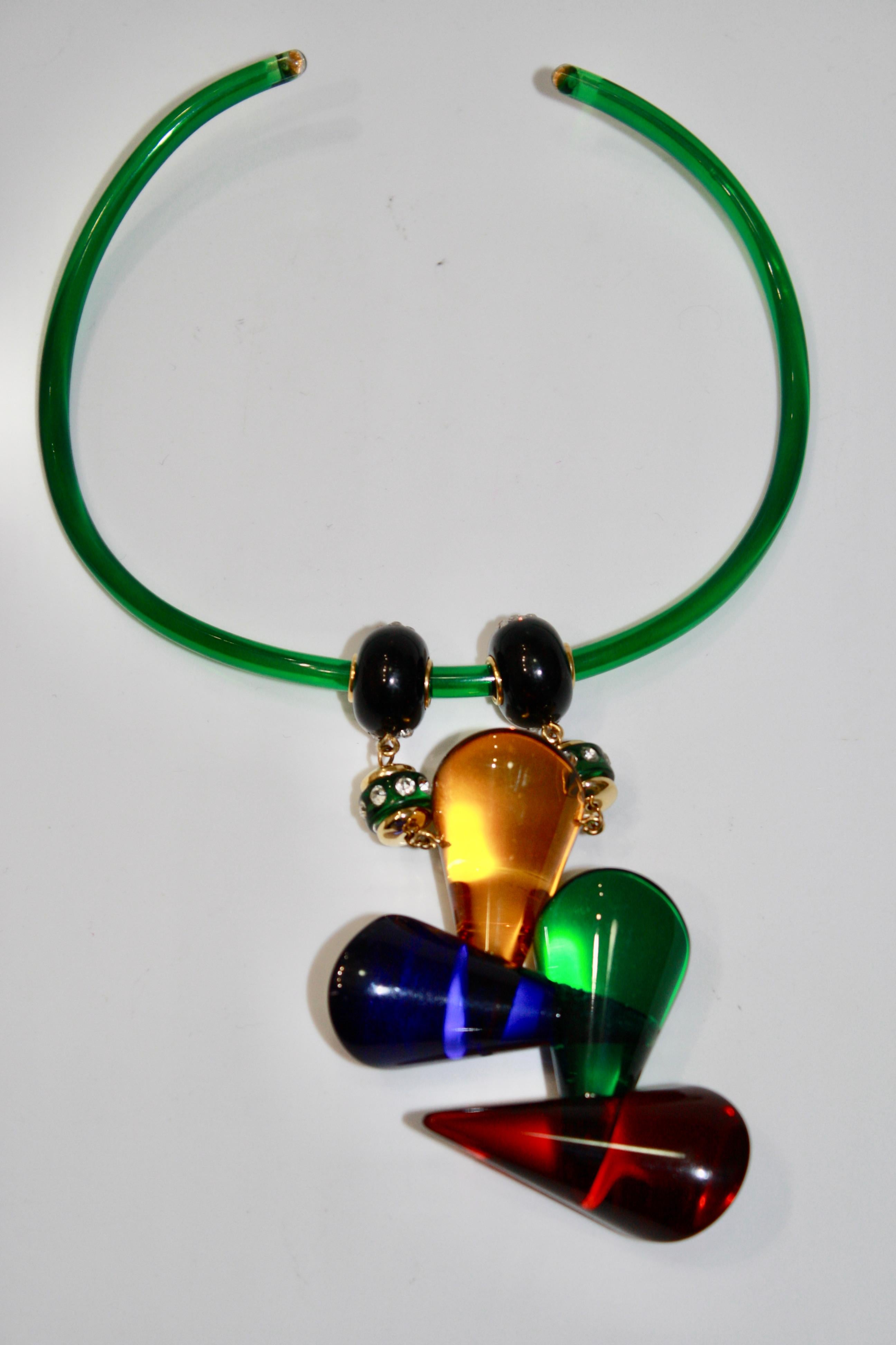Modern acrylic design with multicolor cones in geometric shapes. Drop is 4