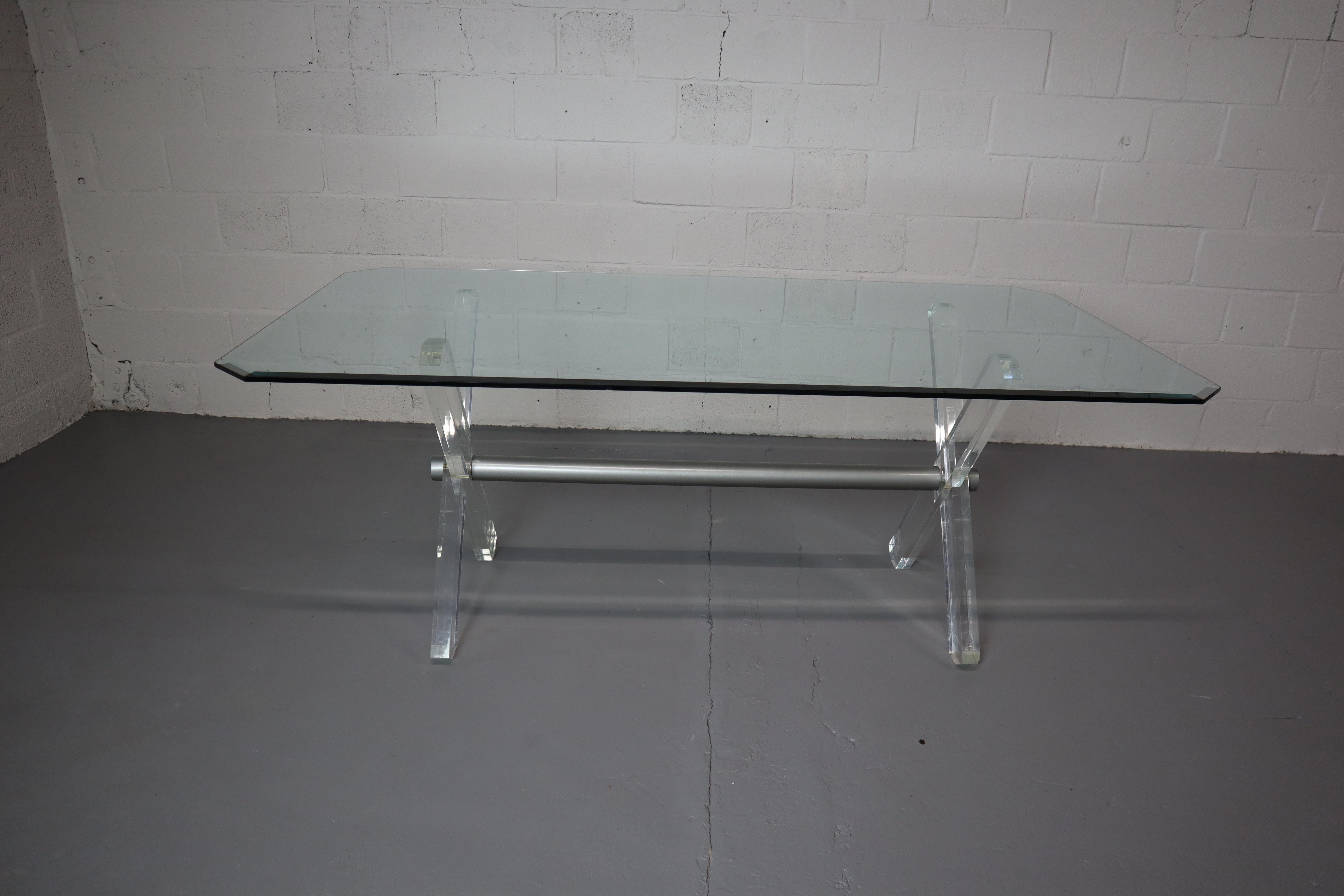 Vintage Acrylic and Glass Dining Table For Sale 9