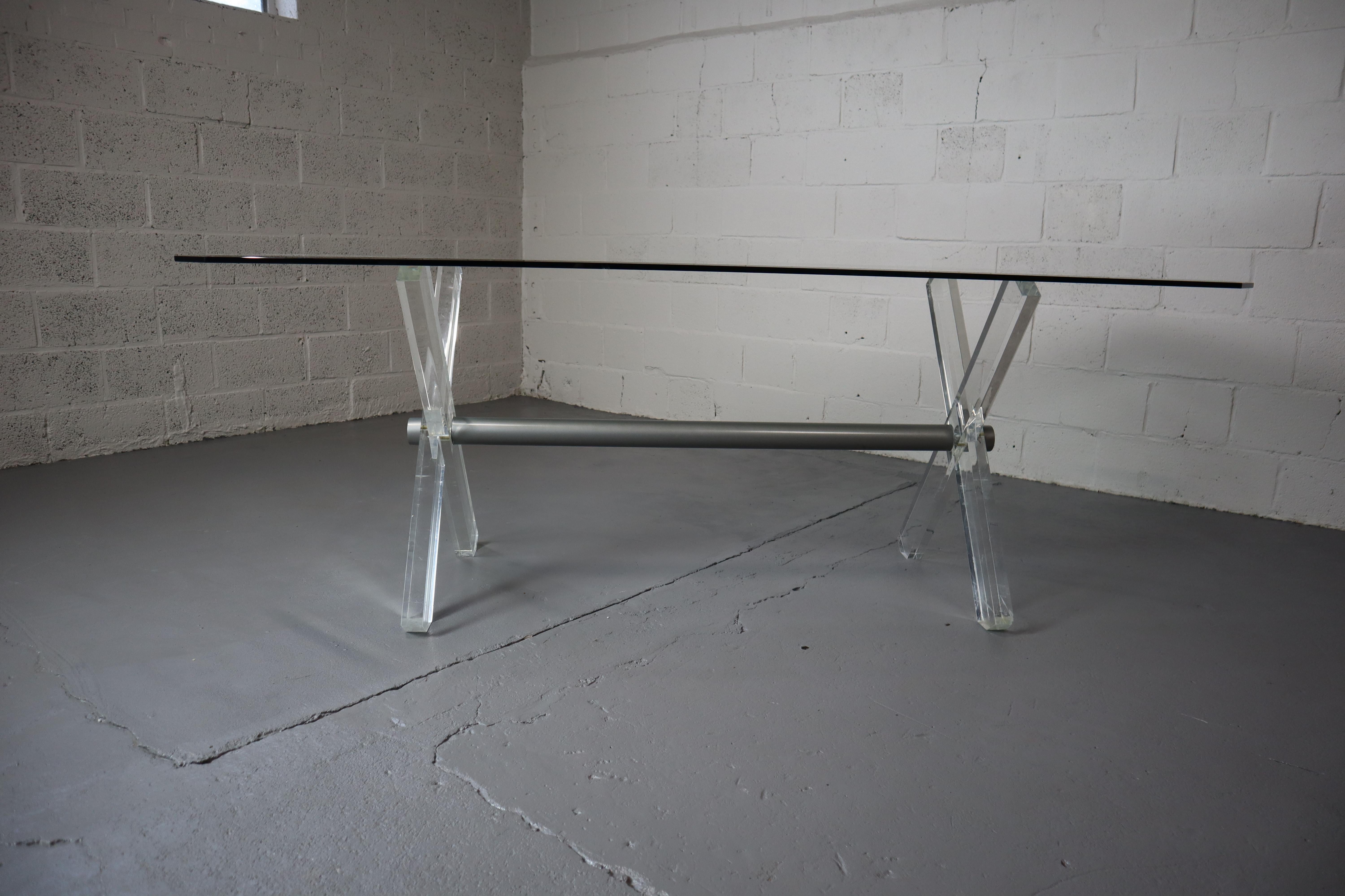 Vintage Acrylic and Glass Dining Table For Sale 2