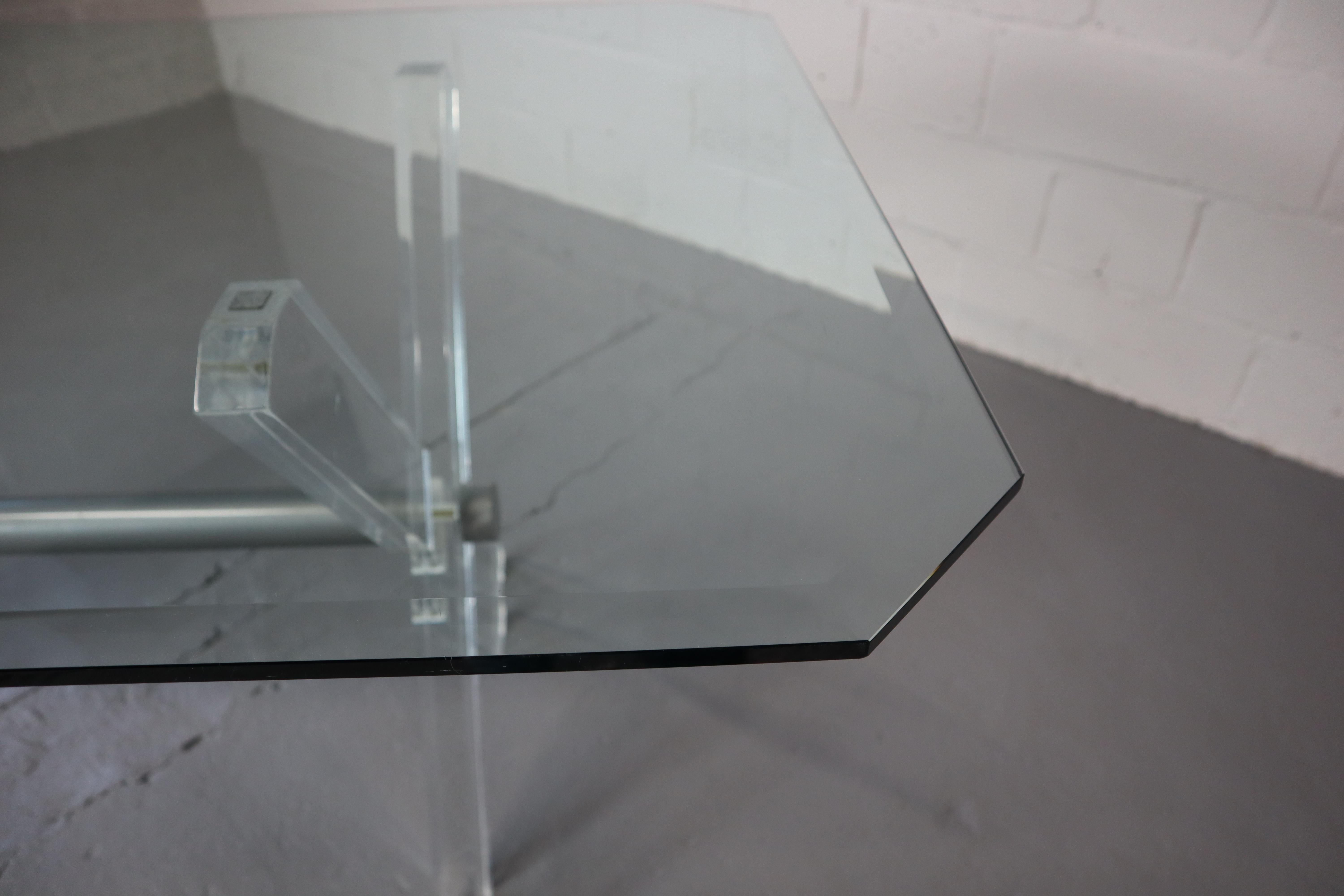 Vintage Acrylic and Glass Dining Table For Sale 3