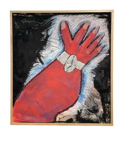 Vintage Acryl- und Pastellmalerei von Hand im Stil von Jaune Quick-to-See Smith