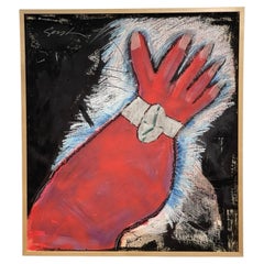 Vintage Acryl- und Pastellmalerei von Hand im Stil von Jaune Quick-to-See Smith