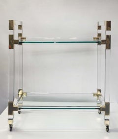 Vintage Acrylic & Brass Bar Cart by Charles Hollis Jones