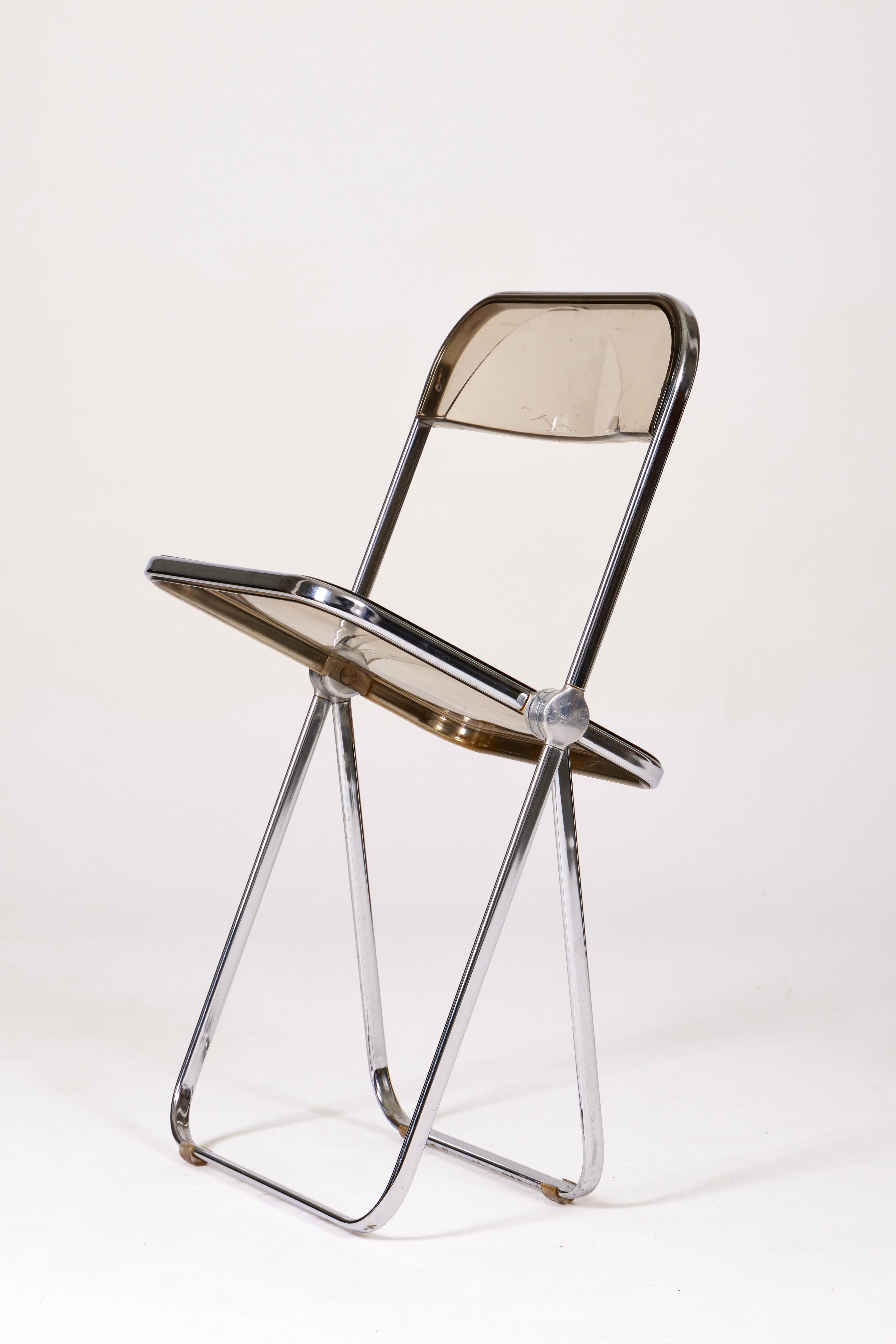 Vintage Acrylic Glass and Chromed Metal Folding Chair, 1970s 6