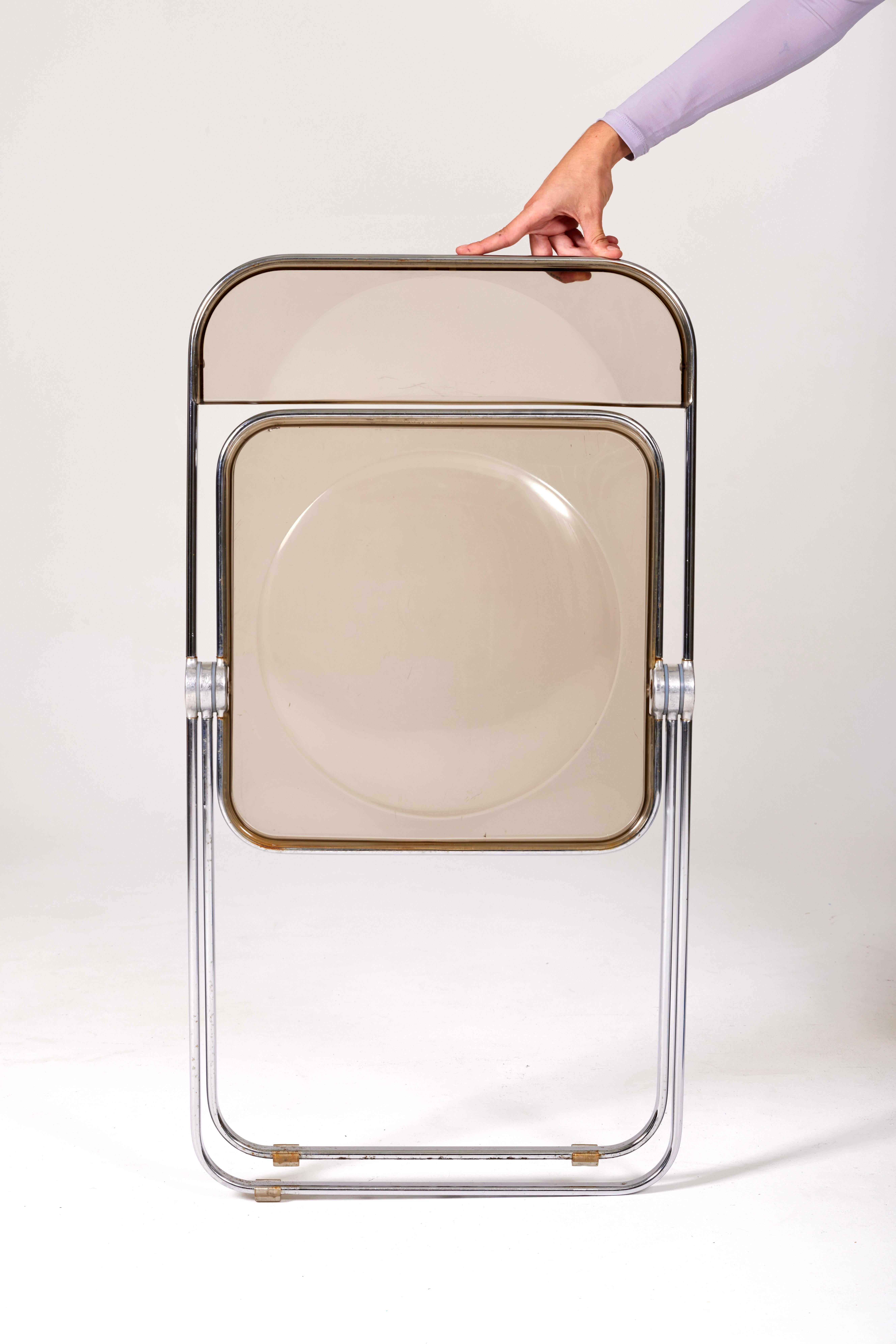Vintage Acrylic Glass and Chromed Metal Folding Chair, 1970s 7