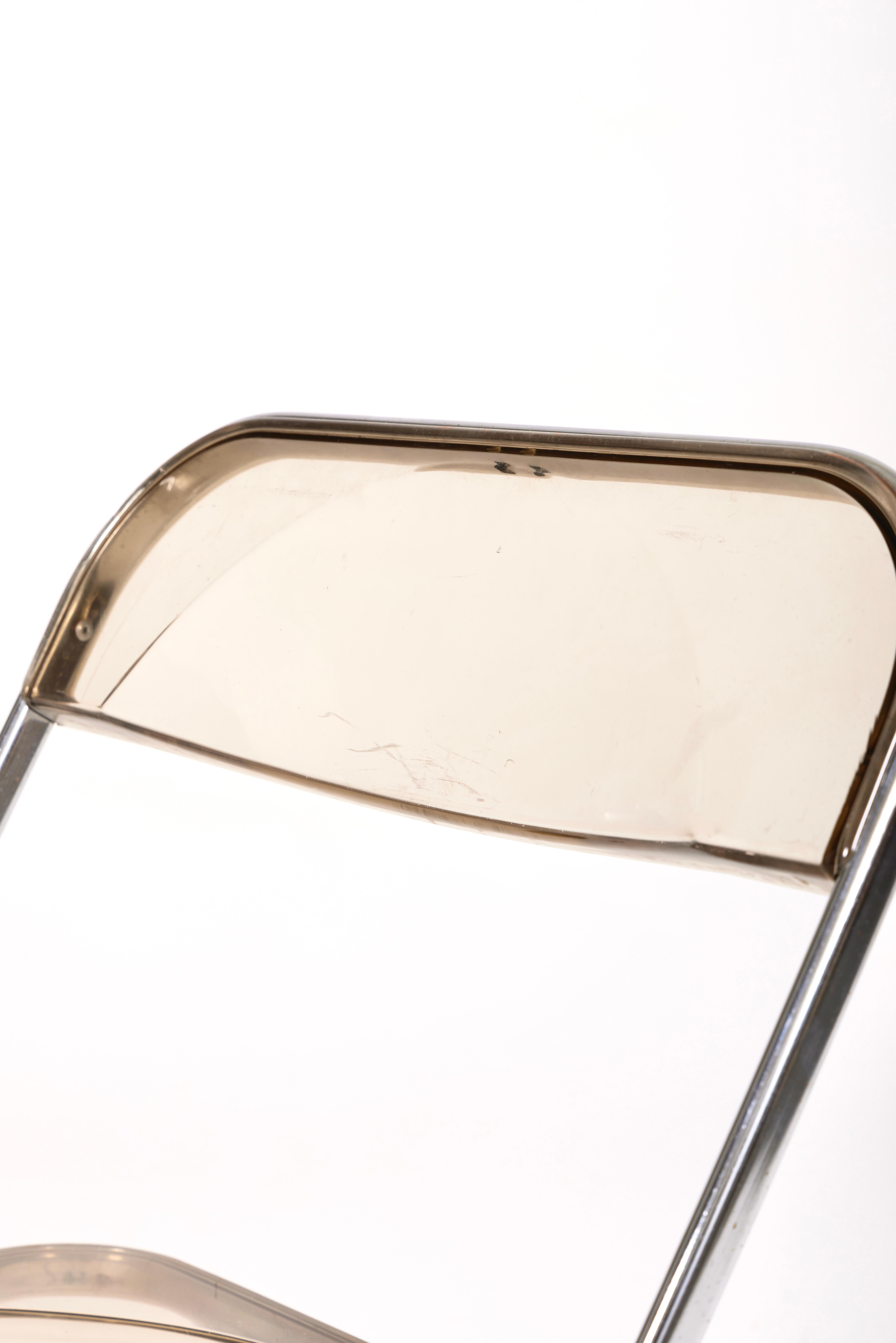 Vintage Acrylic Glass and Chromed Metal Folding Chair, 1970s 9