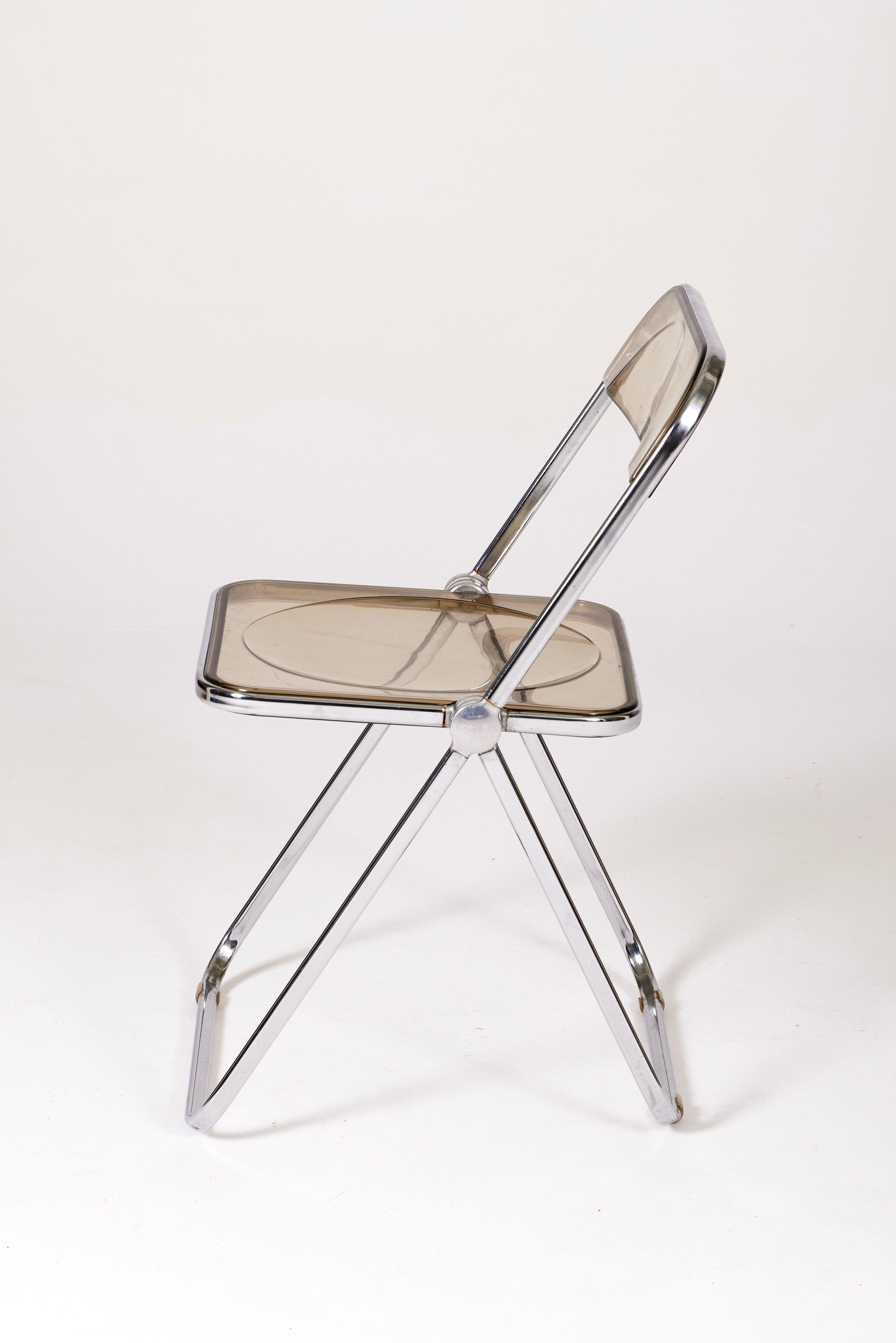 20th Century Vintage Acrylic Glass and Chromed Metal Folding Chair, 1970s