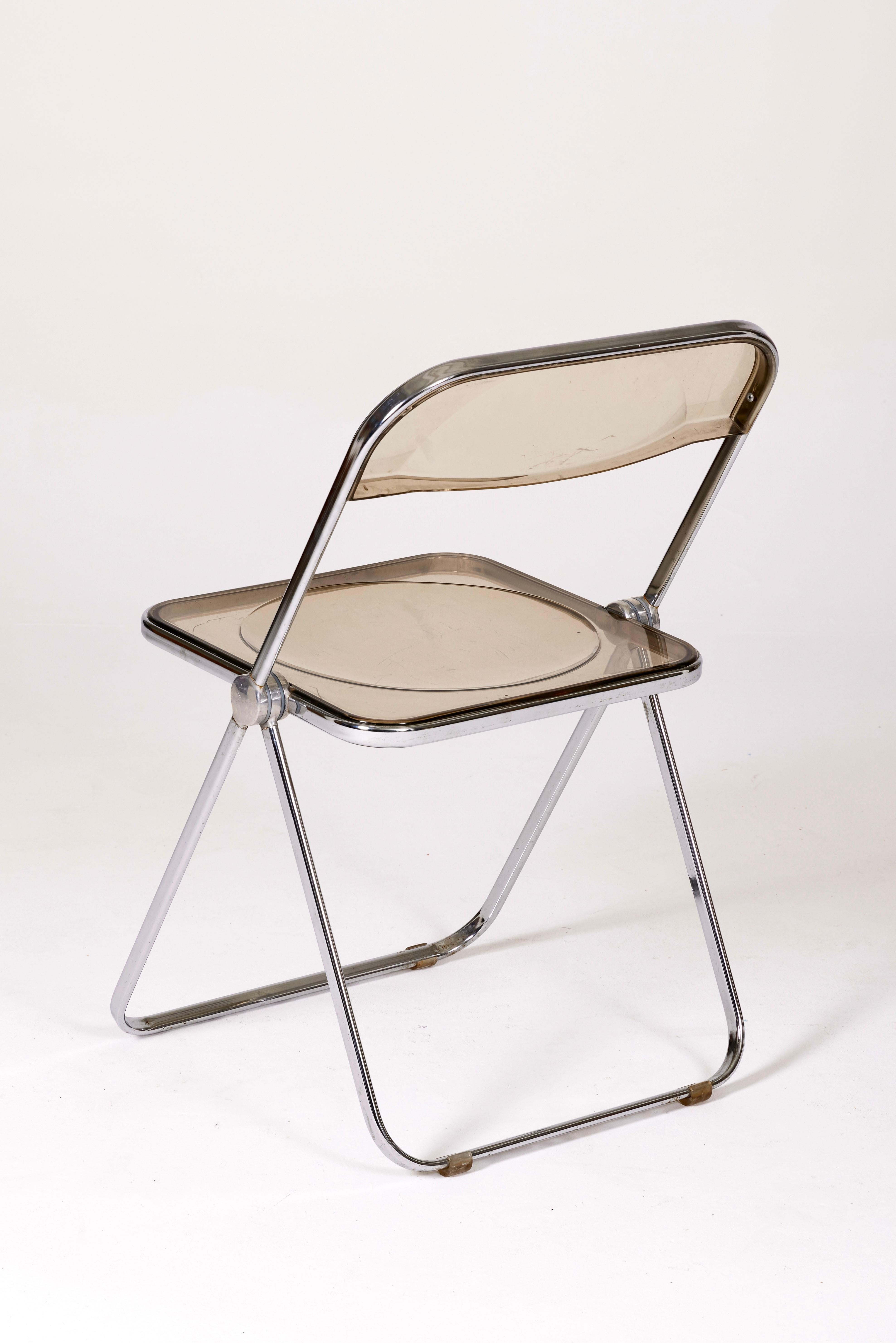 Vintage Acrylic Glass and Chromed Metal Folding Chair, 1970s 1