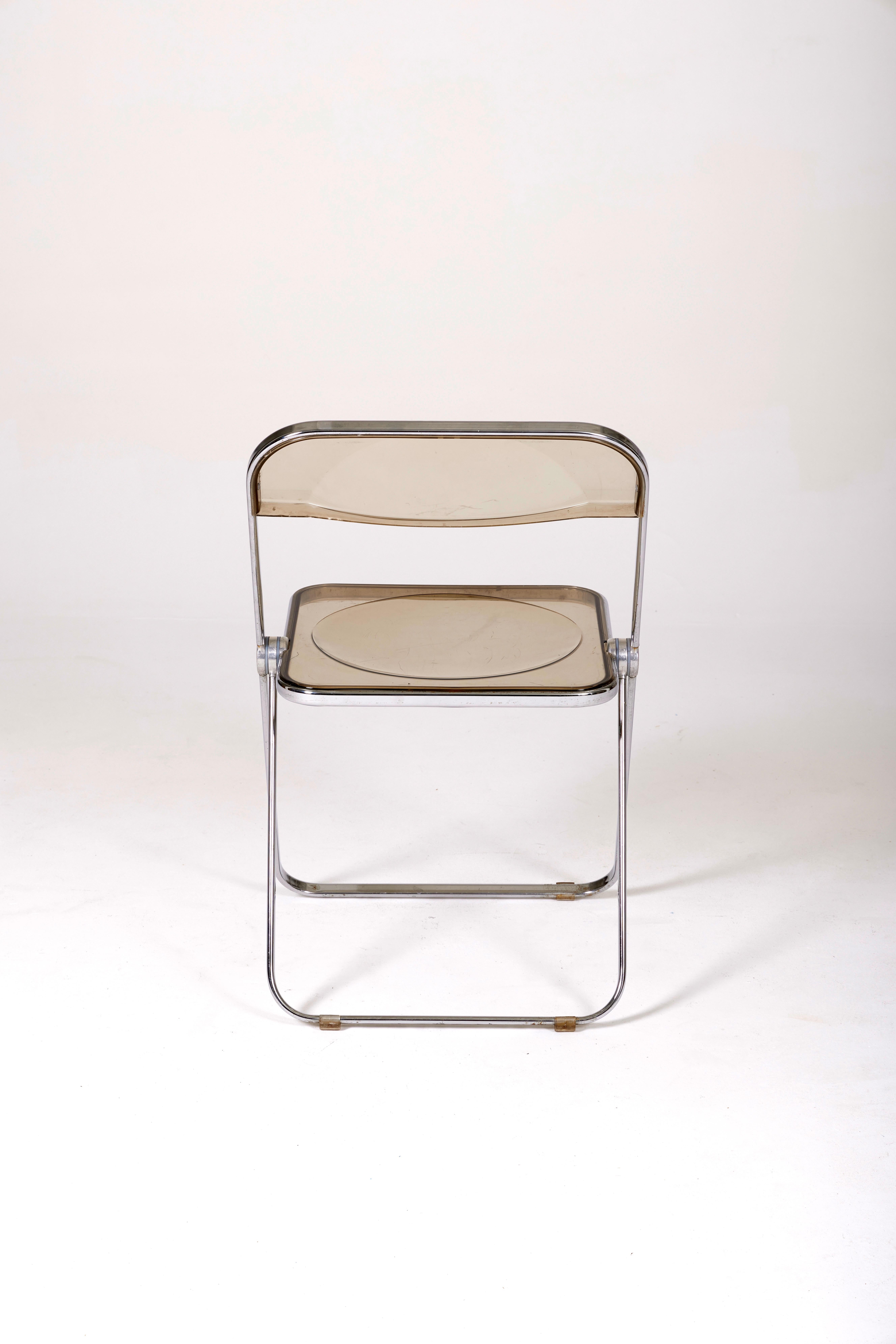 Vintage Acrylic Glass and Chromed Metal Folding Chair, 1970s 2