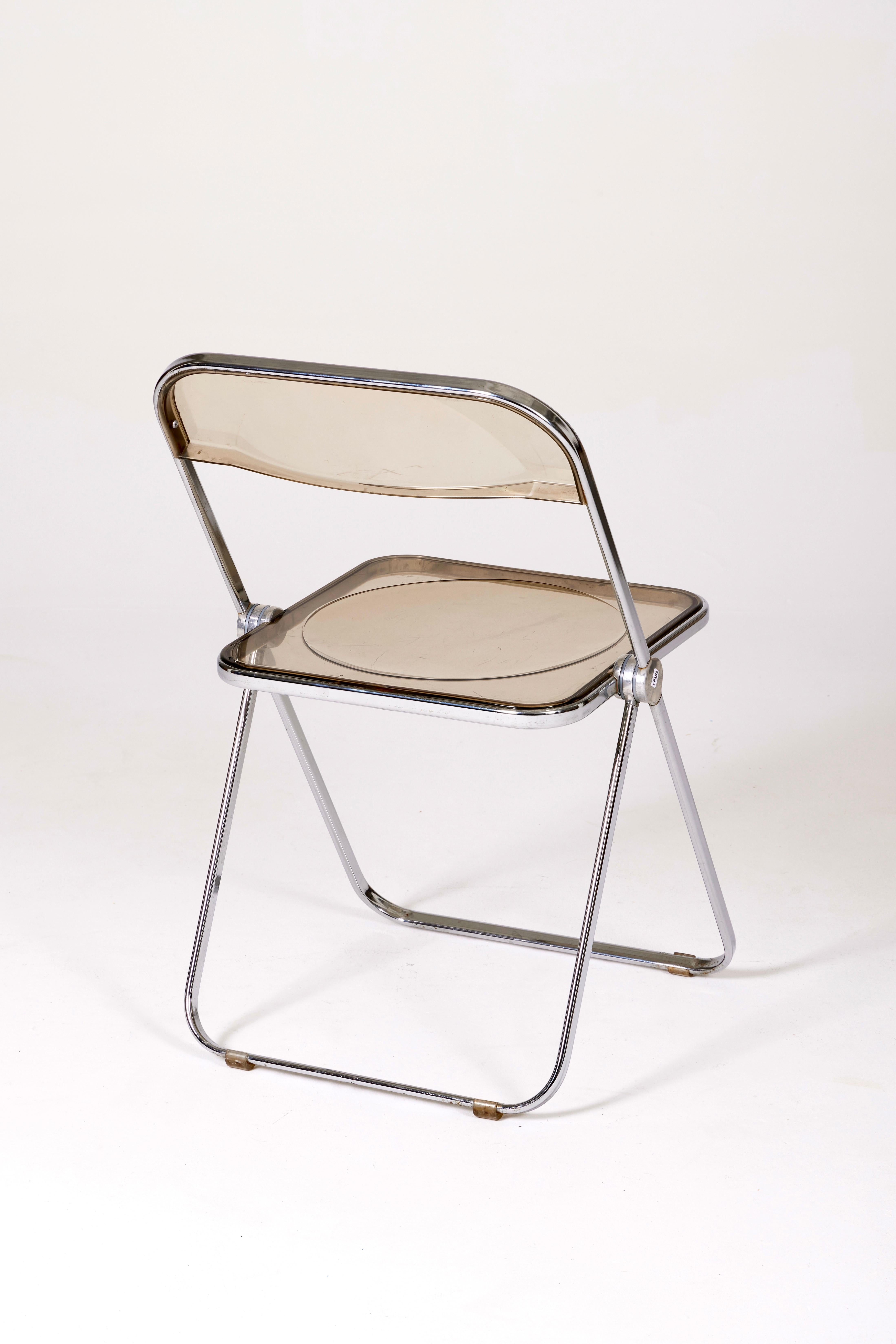 Vintage Acrylic Glass and Chromed Metal Folding Chair, 1970s 3