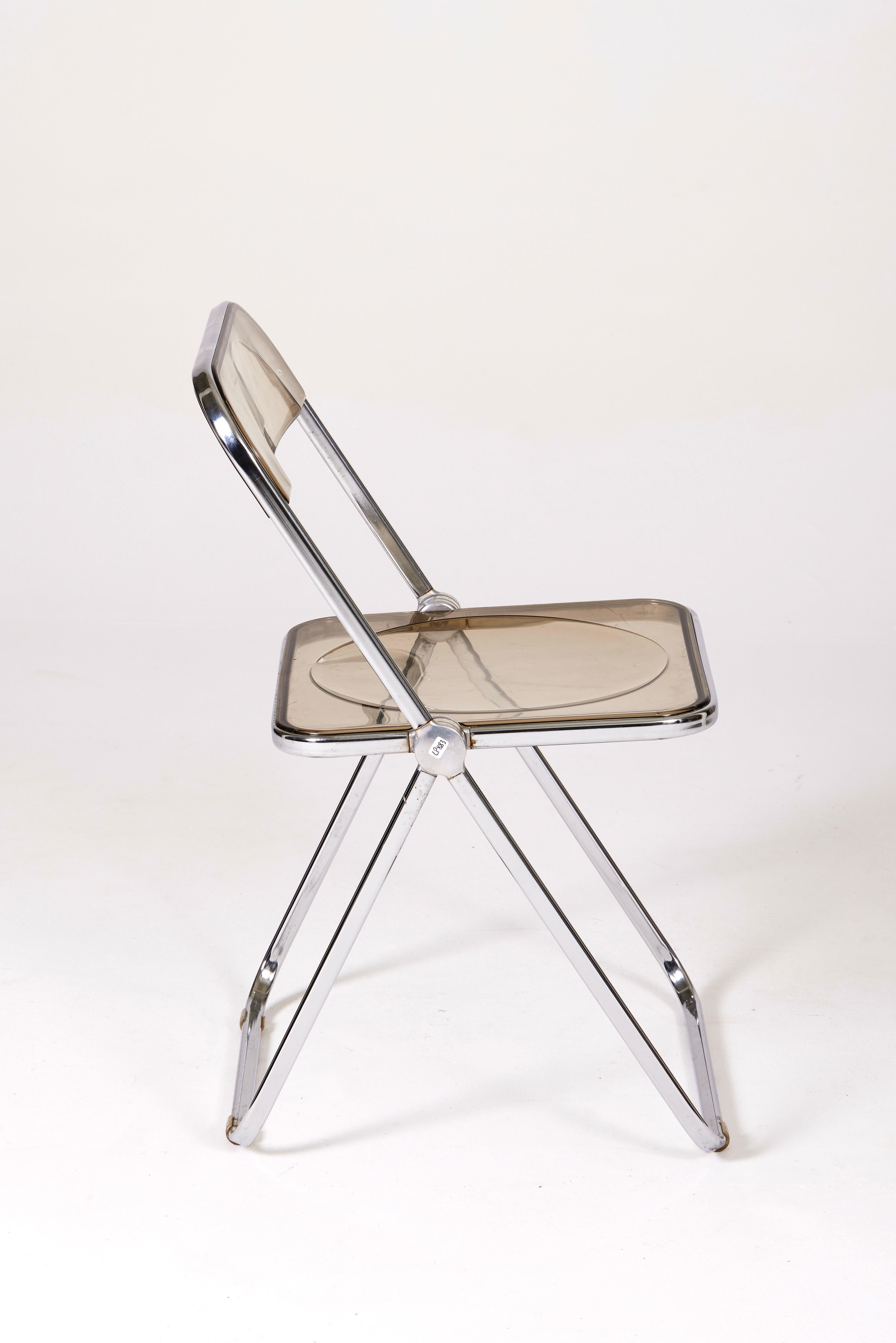 Vintage Acrylic Glass and Chromed Metal Folding Chair, 1970s 4