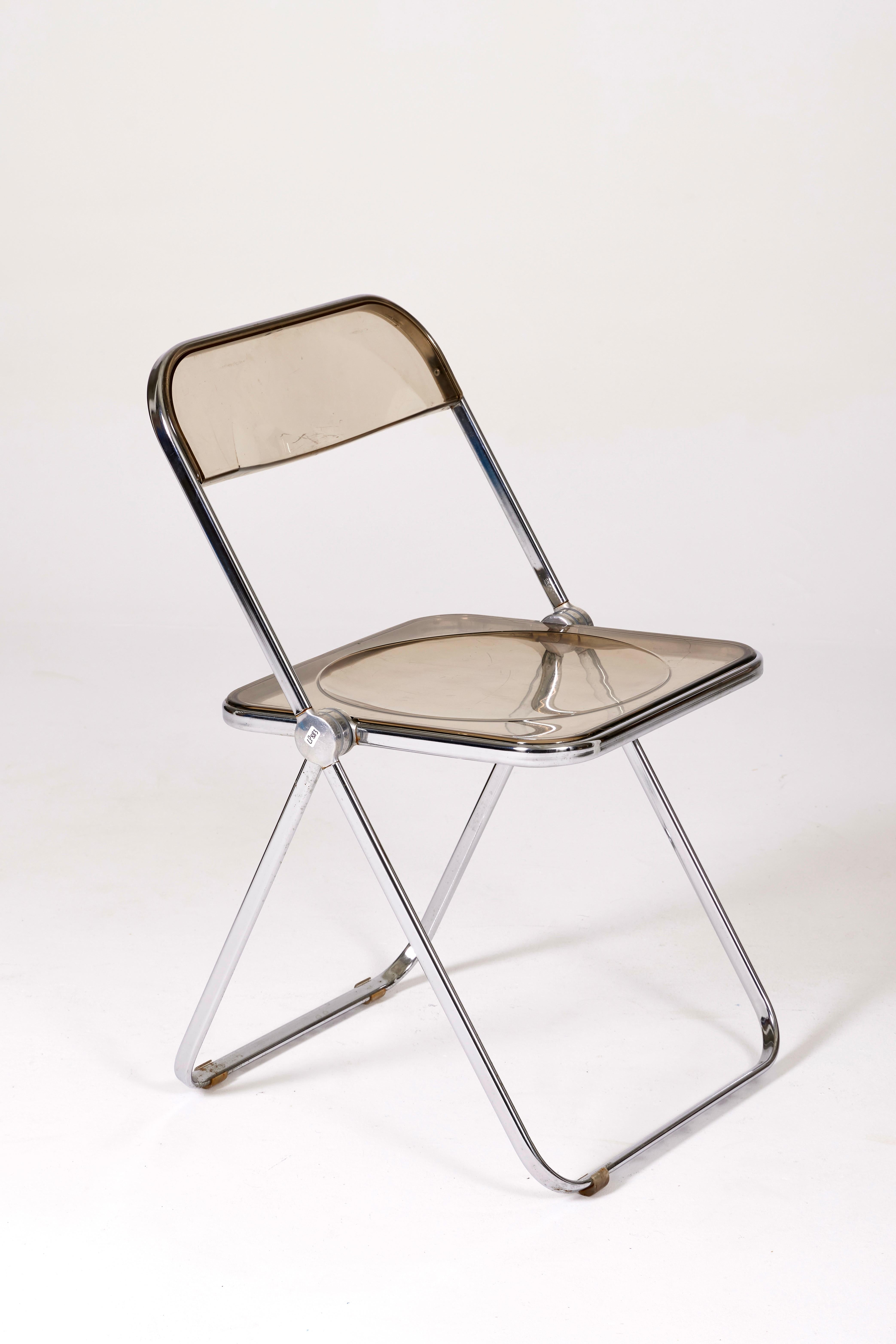 Vintage Acrylic Glass and Chromed Metal Folding Chair, 1970s 5