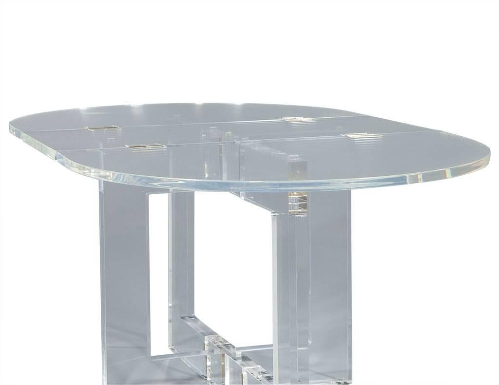 Vintage Acrylic Modern Drop-Leaf Dining Table 2