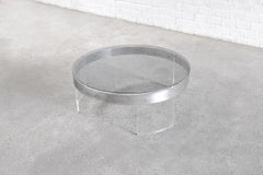 Vintage Acrylic & Steel Glass Coffee Table, France 1970s