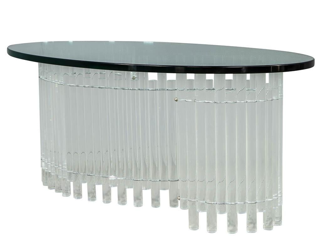 American Vintage Acrylic Tambour Style Oval Cocktail Table