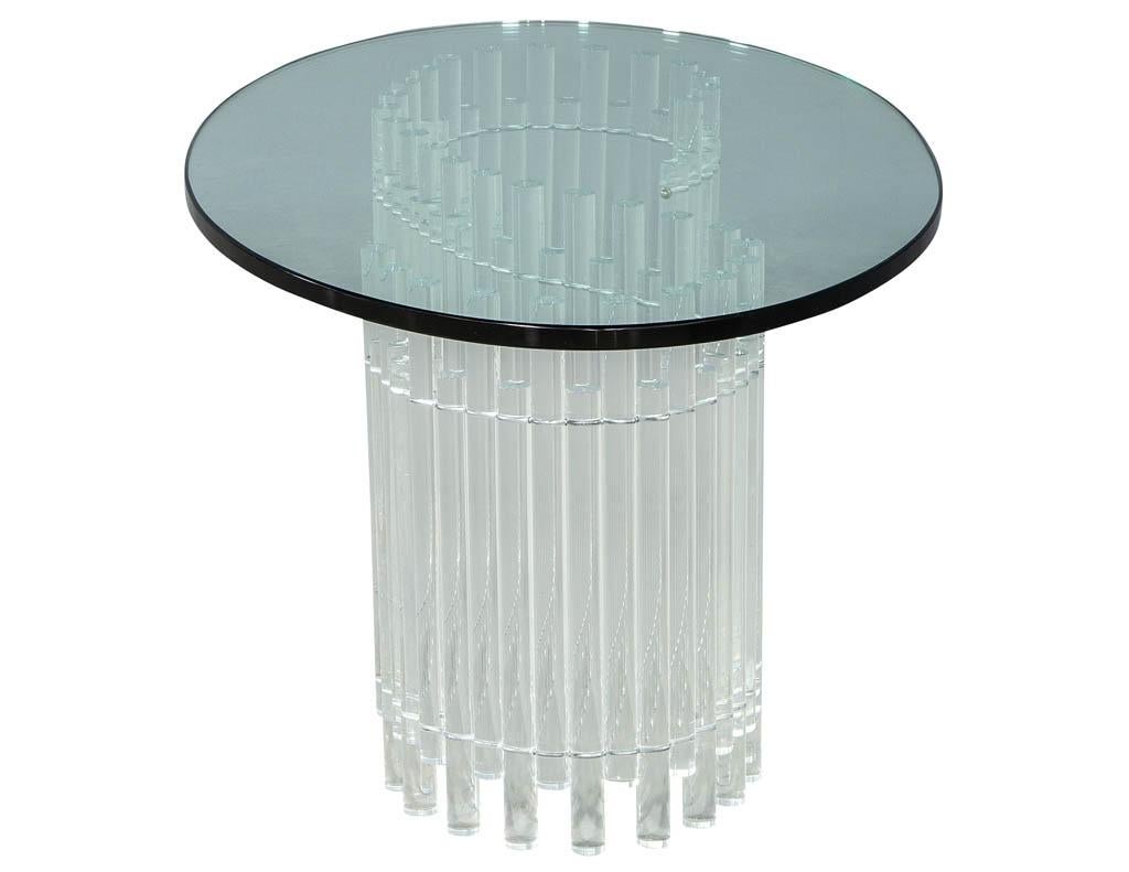Vintage Acrylic Tambour Style Oval Cocktail Table In Good Condition In North York, ON