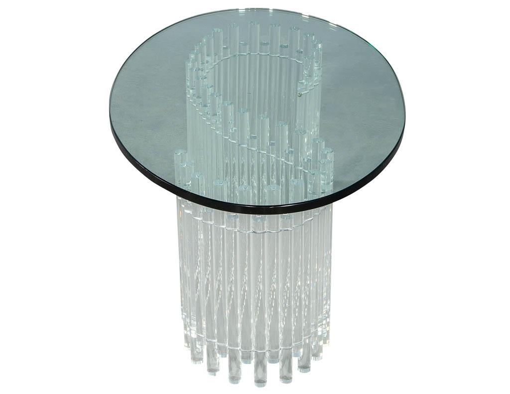Mid-20th Century Vintage Acrylic Tambour Style Oval Cocktail Table