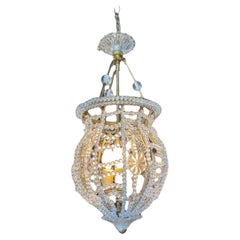 Vintage Acrylic Three Light Beaded Pendant
