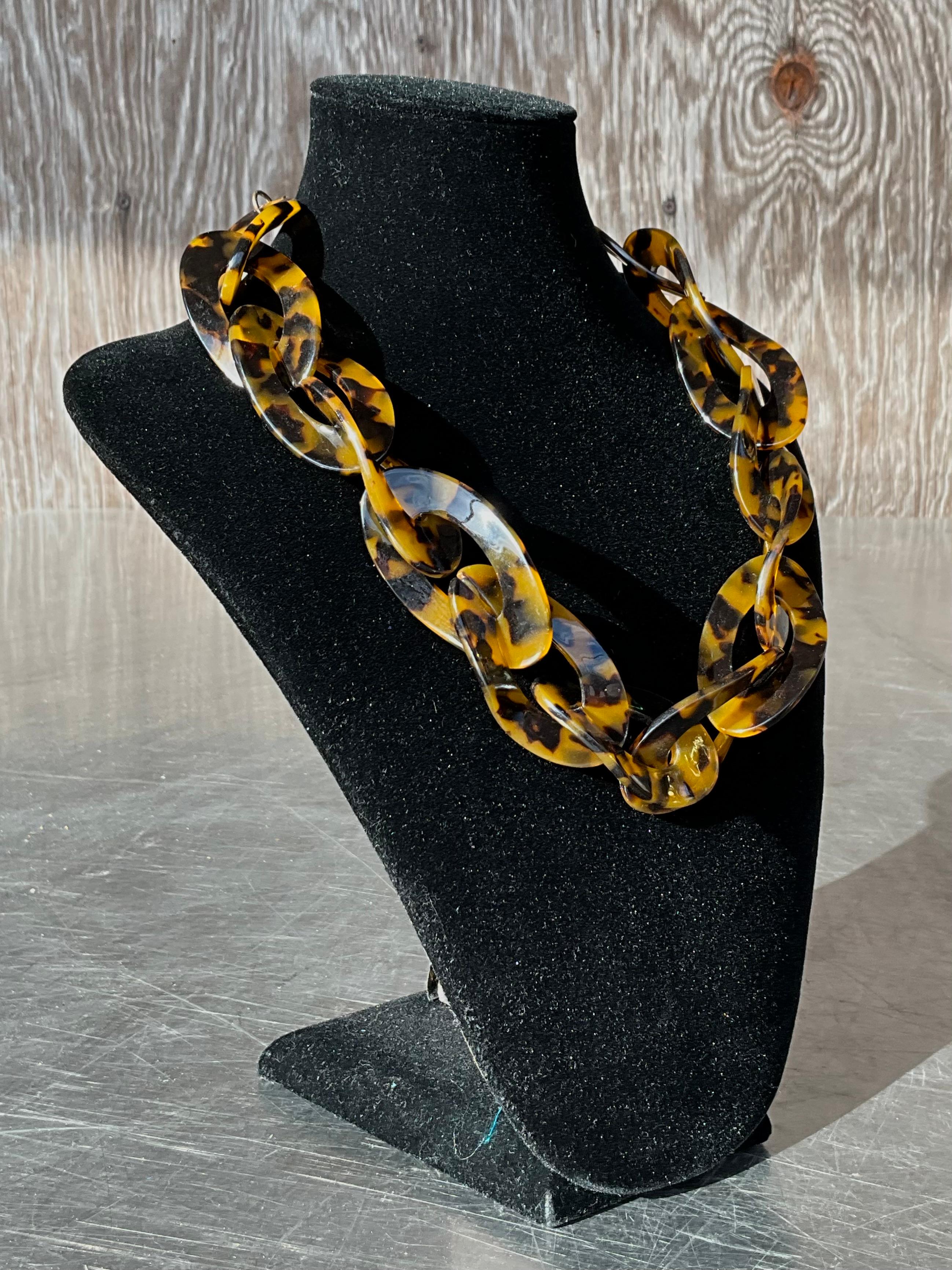 Women's or Men's Vintage Acrylic Tortoise Necklace For Sale